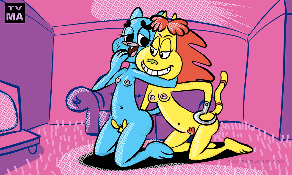 2girls anthro cartoon_network crossover dr._hutchison fingering furry handjob nickelodeon nicole_watterson rocko's_modern_life the_amazing_world_of_gumball tvma yuri