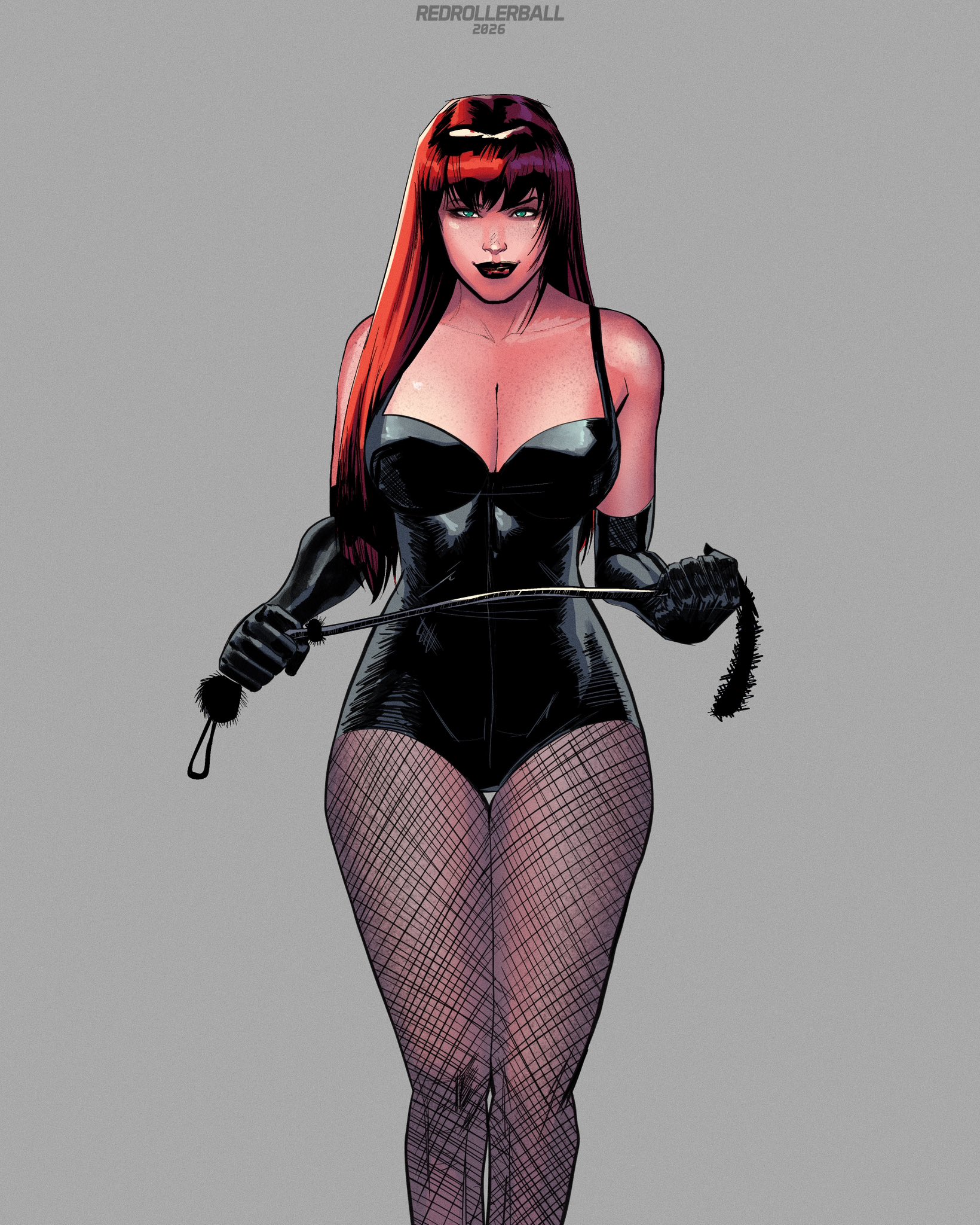 1female, 1girl, 1girls, adult, adult female, big boobs, black lipstick, boobs, breasts, dominant, dominant female, dominatrix, elbow gloves, female, female only, femdom, fishnet, fishnet legwear, fishnet pantyhose, fishnet stockings, fishnet thighhighs, fishnets, ginger, ginger female, ginger hair, gloves, hourglass figure, hourglass figured female, leather, leather clothing, leather gloves, long gloves, looking at viewer, marvel, marvel comics, mary jane watson, red hair, redhead, redhead female, redheaded female, redrollerball, riding crop, spider-man (series), thick thighs, thighs, whip