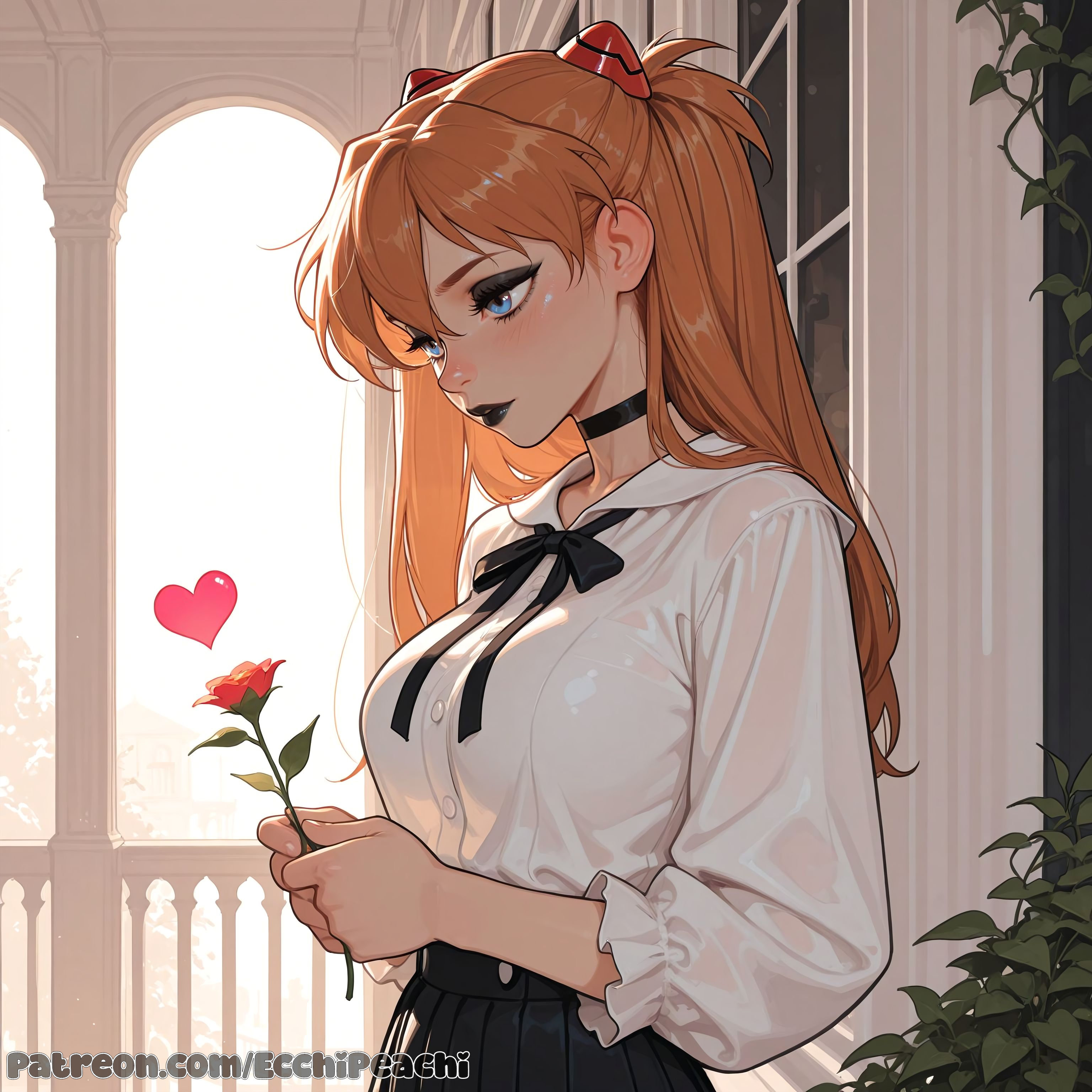 1girl, 1girls, ai generated, asuka langley sohryu, bangs, blue eyes, blush, boobs, breasts, breasts,, camel toe, cameltoe, cleavage, clothed, clothed female, curvy, ecchipeachi, female, female focus, female only, flower, focus, fringe, fully clothed, ginger, ginger hair, hair ornament, large breasts, light skin, long hair, neon genesis evangelion, nipples, nipples covered, nipples visible through clothing, orange hair, pussy, red hair, rose, sfw, solo, solo female, solo focus, sweat, teeth, tight clothes, tight clothing, uncensored, very long hair