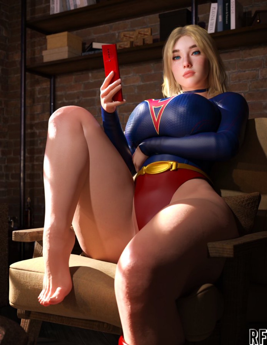 bimbo, clothing, dc, dc comics, huge breasts, huge cock, hyper breasts, kara zor-el, kara zor-l, rude frog, supergirl, supergirl (series), superman (series)