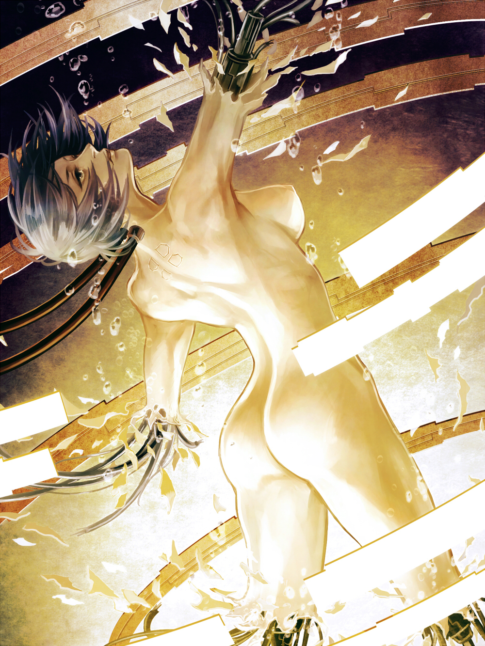 amputee ass breasts cable cyborg female female_focus ghost_in_the_shell ghost_in_the_shell:_stand_alone_complex highres injury kusanagi_motoko nude quadruple_amputee short_hair solo tetra_takamine