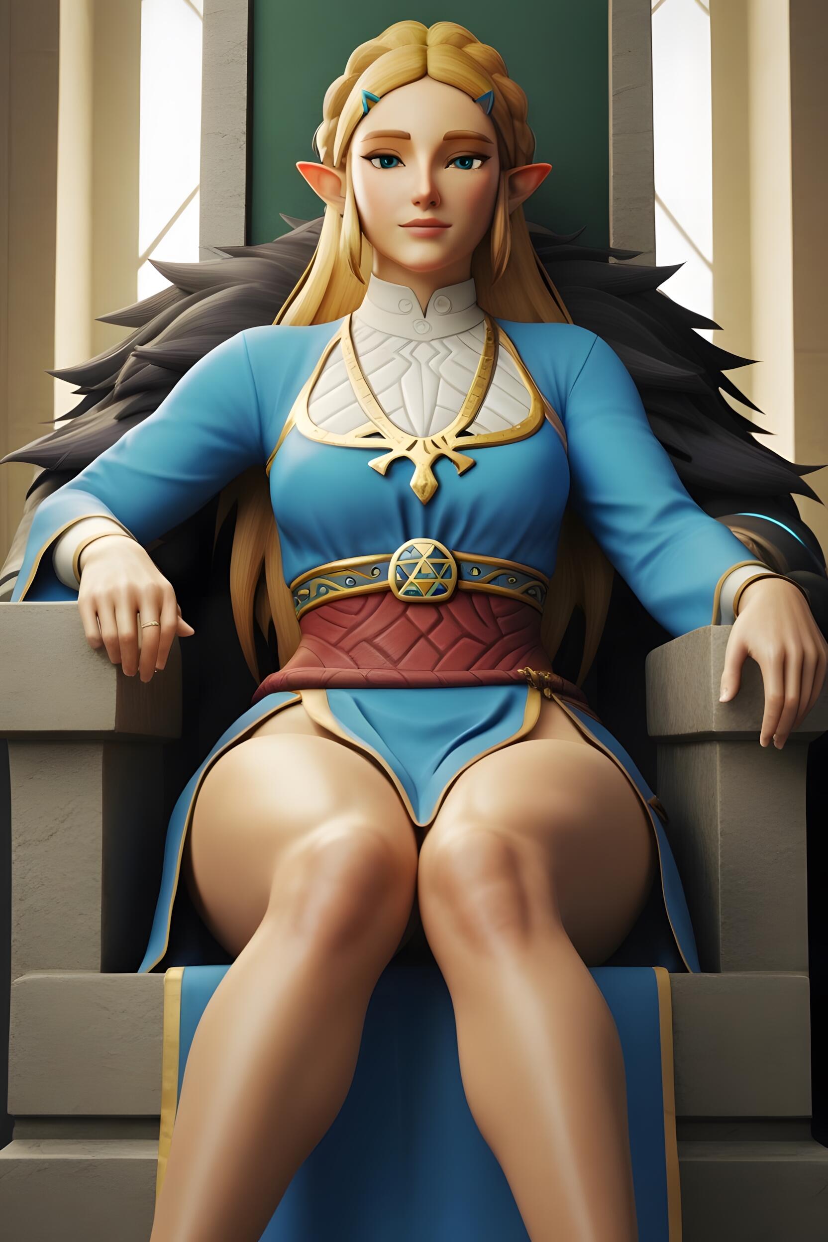 , ai_generated blonde_hair elf female green_eyes, hyrule_warriors nintendo princess_zelda queen sexy the_legend_of_zelda zelda_(breath_of_the_wild) zelda_(breath_of_the_wild), zelda_(ocarina_of_time),