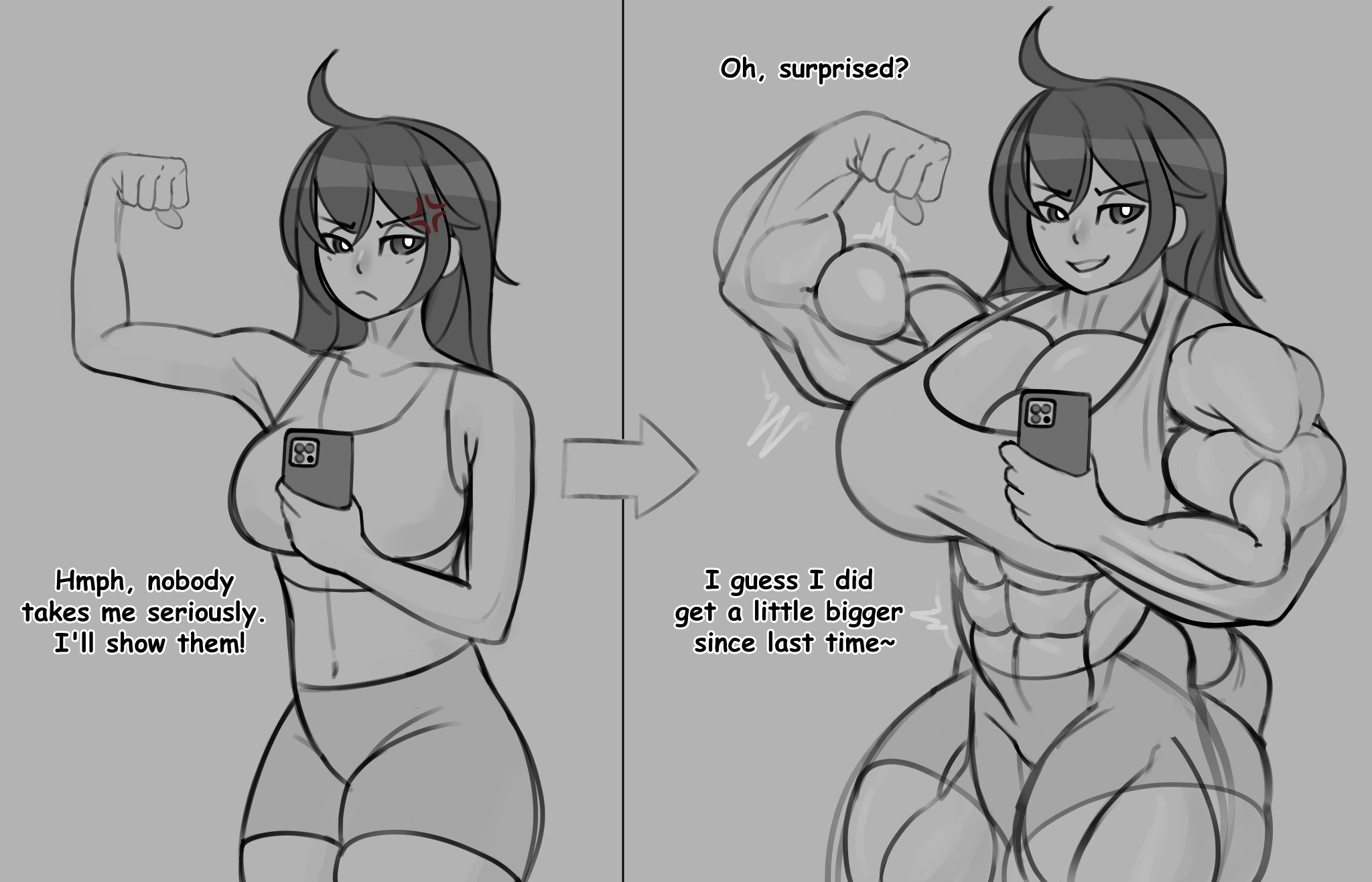 before and after, female, muscle growth, muscles, muscular, muscular female, xyz10988