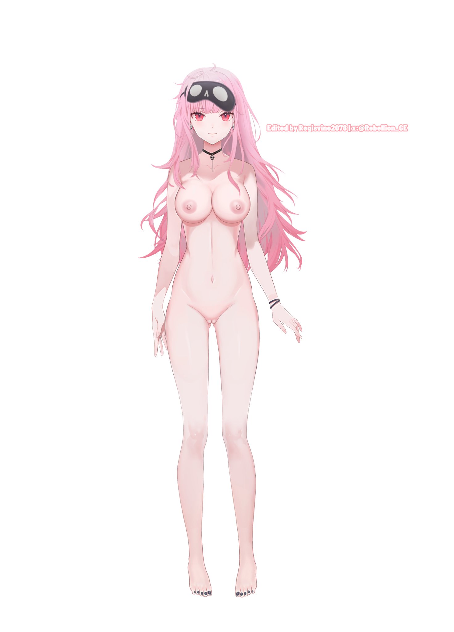 female, fit female, hololive, hololive english, hololive myth, mori calliope, nude, nude female, nude filter, official art, pink hair, pink nipples, red eyes, regisvine2078, tall female, virtual youtuber, vtuber, white skin