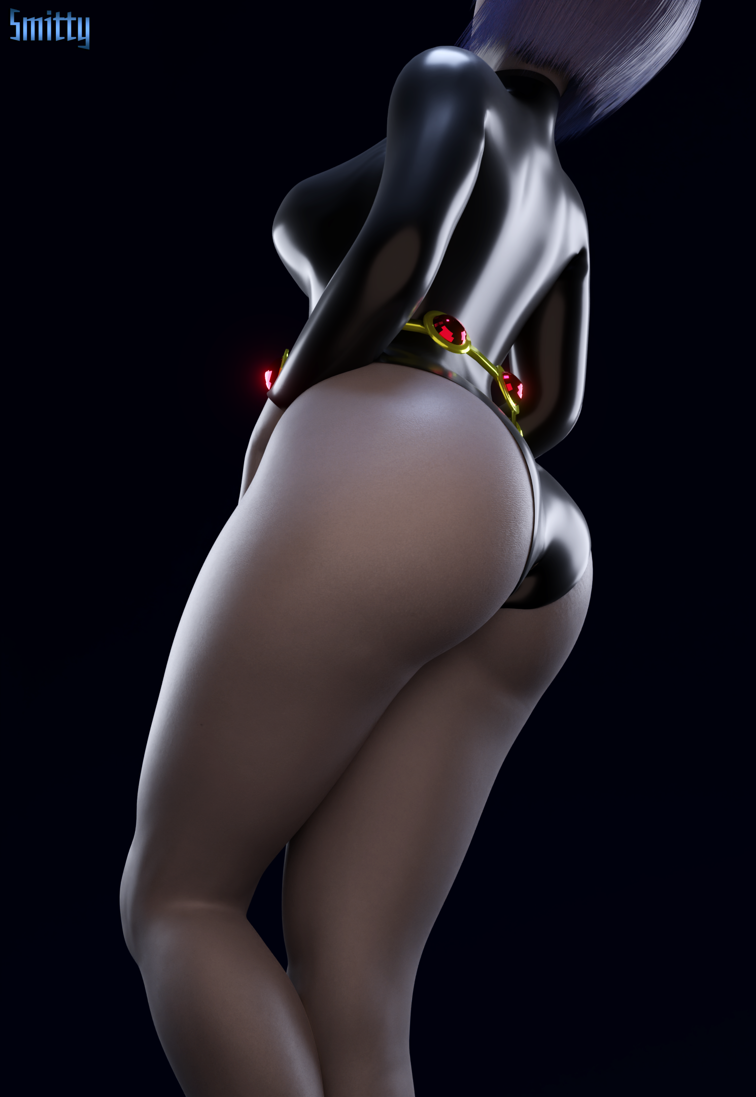 1girls, 3d, 3d (artwork), ass, belt, big ass, big breasts, blender, breasts, dc, dc comics, female, female only, goth, goth girl, large ass, large breasts, latex, legs, leotard, light skin, light-skinned female, pale skin, pale-skinned female, purple hair, raven (dc), smitty34, solo, standing, tagme, teen titans, thick thighs, voluptuous