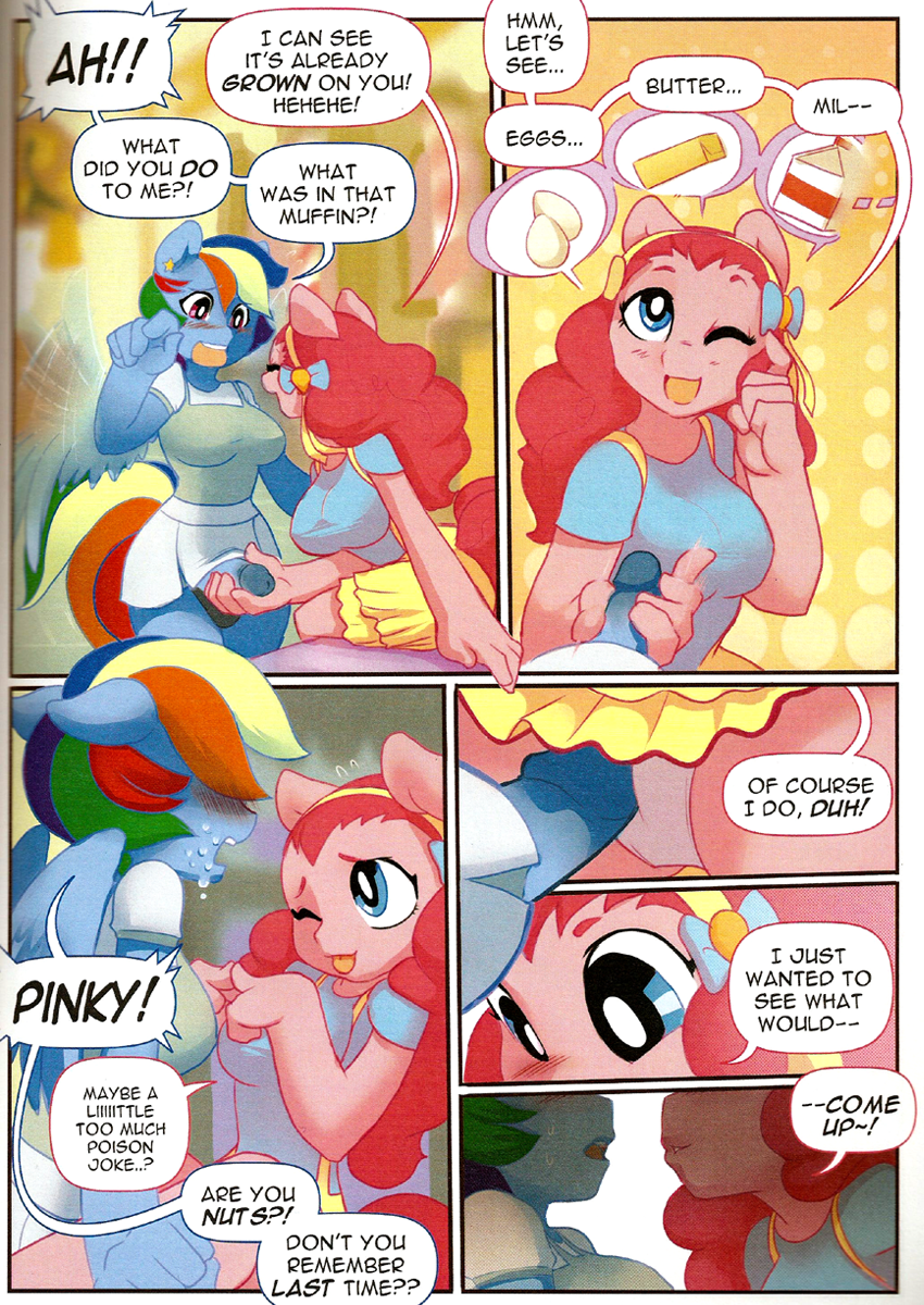 anthrofied comic friendship_is_magic leche_(artist) my_little_pony penis pinkie_pie_(mlp) rainbow_dash_(mlp) smooth_skin text