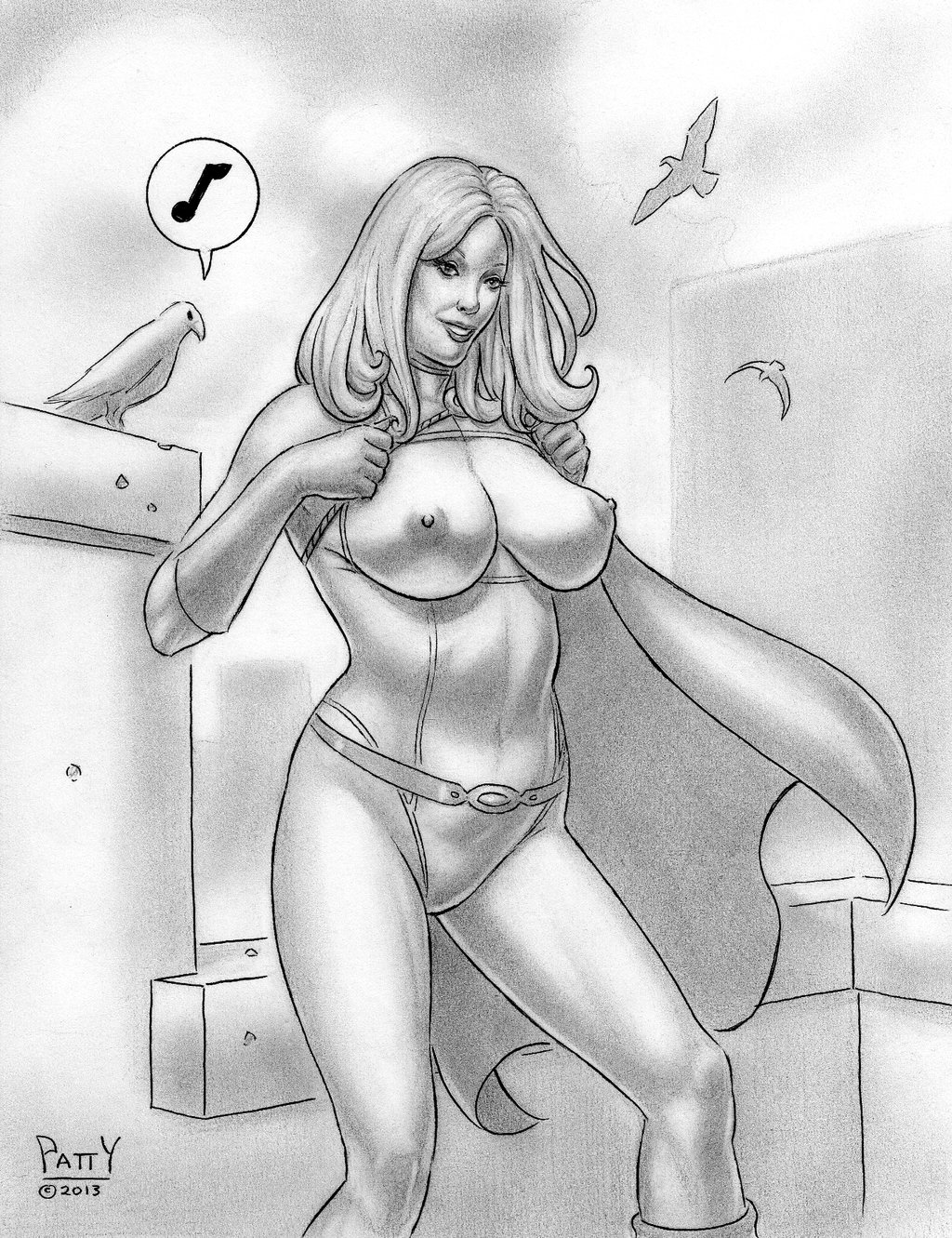 dc female female_only flashing power_girl sean_patty solo