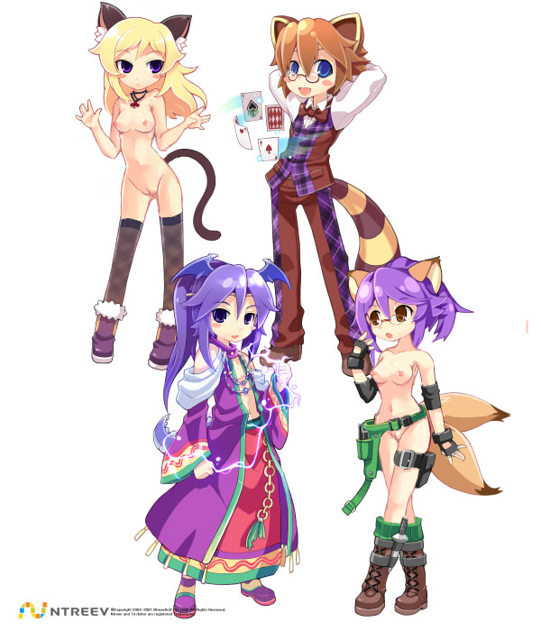 animal_ears blonde_hair boots breasts brown_hair cat_(trickster) cat_ears cat_tail dragon_(trickster) fox_(trickster) fox_ear fox_tail nipples nude nude_filter photoshop purple_hair pussy raccoon_(trickster) raccoon_ear raccoon_tail tail thighhighs trickster uncensored