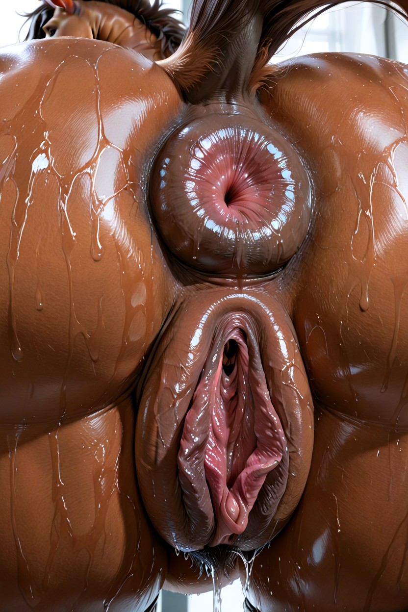 ai generated, anthro, anthro only, anus, ass focus, big anus, brown body, brown fur, clitoris, close up, close up pussy, dock (anatomy), donut anus, equine, equine anus, female, female only, furry, furry only, furrypornaddiction, horse, plump labia, puffy anus, pussy, realistic, solo, solo anthro, solo female, sweat, sweatdrop, sweating, sweaty, sweaty ass, wet pussy