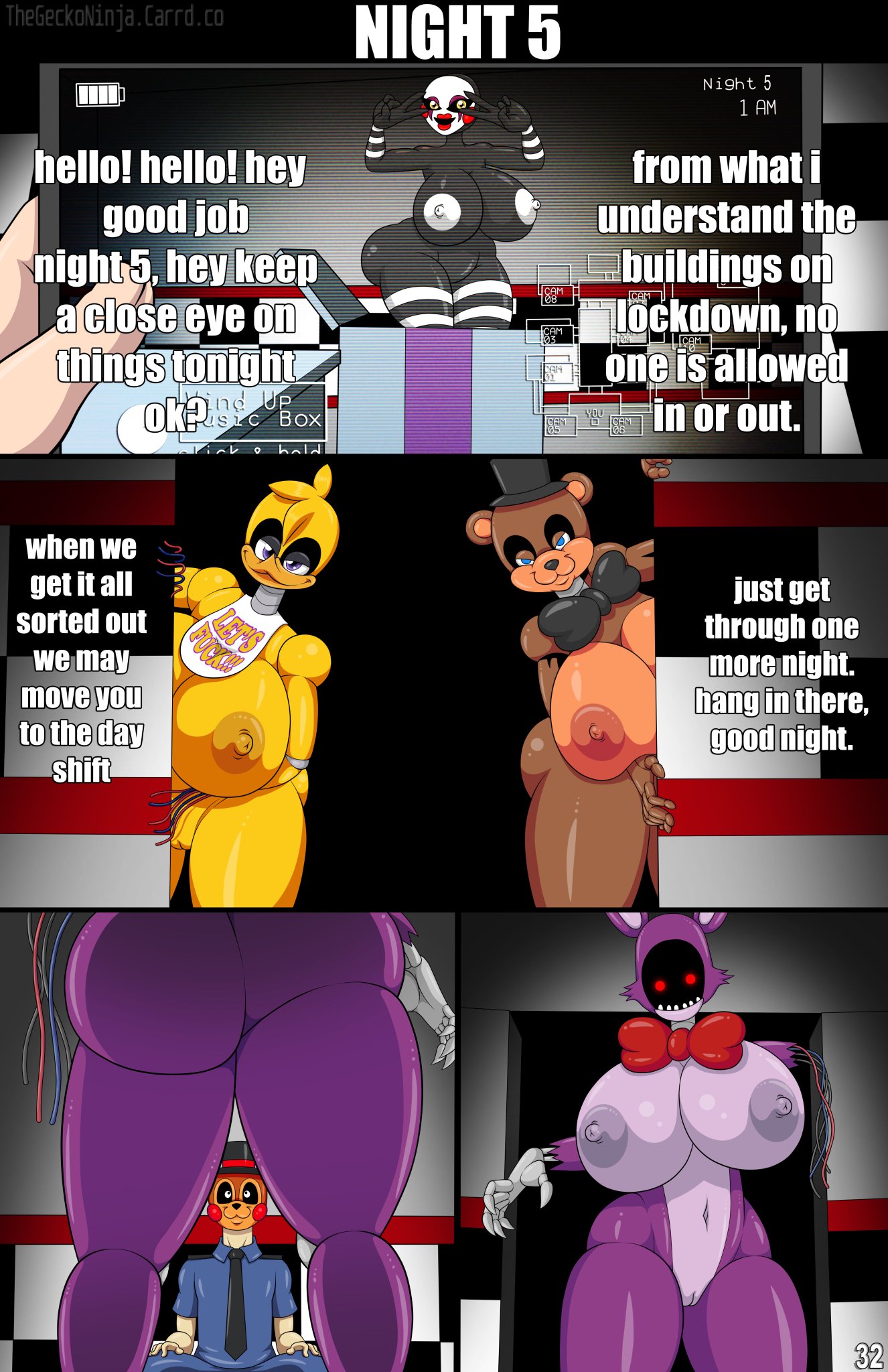1boy, 4girls, animal humanoid, animatronic, animatronic female, anthro, ass, ass bigger than head, avian, avian humanoid, bear, bear girl, bear humanoid, big ass, big breasts, big thighs, bonnie (fnaf), breasts, breasts bigger than head, chicken, chicken girl, chicken humanoid, curvaceous, curvy, curvy figure, digital media (artwork), female, five nights at freddy's, five nights at freddy's 2, freddy mask (fnaf), furry, furry female, hips, hourglass figure, huge ass, huge breasts, huge thighs, human, humanoid, large ass, large breasts, large thighs, legs, light skin, light-skinned male, male, male/female, marionette (fnaf), mature, mature female, multiple girls, nightguard, plump ass, plump breasts, puppet (fnaf), rabbit, rabbit girl, rabbit humanoid, rule 63, scottgames, security guard, slim waist, straight, thegeckodemon, thegeckoninja, thick, thick hips, thick legs, thick thighs, thighs, thighs bigger than head, ursid, ursine humanoid, voluptuous, waist, wide hips, wide thighs, withered bonnie, withered chica, withered freddy