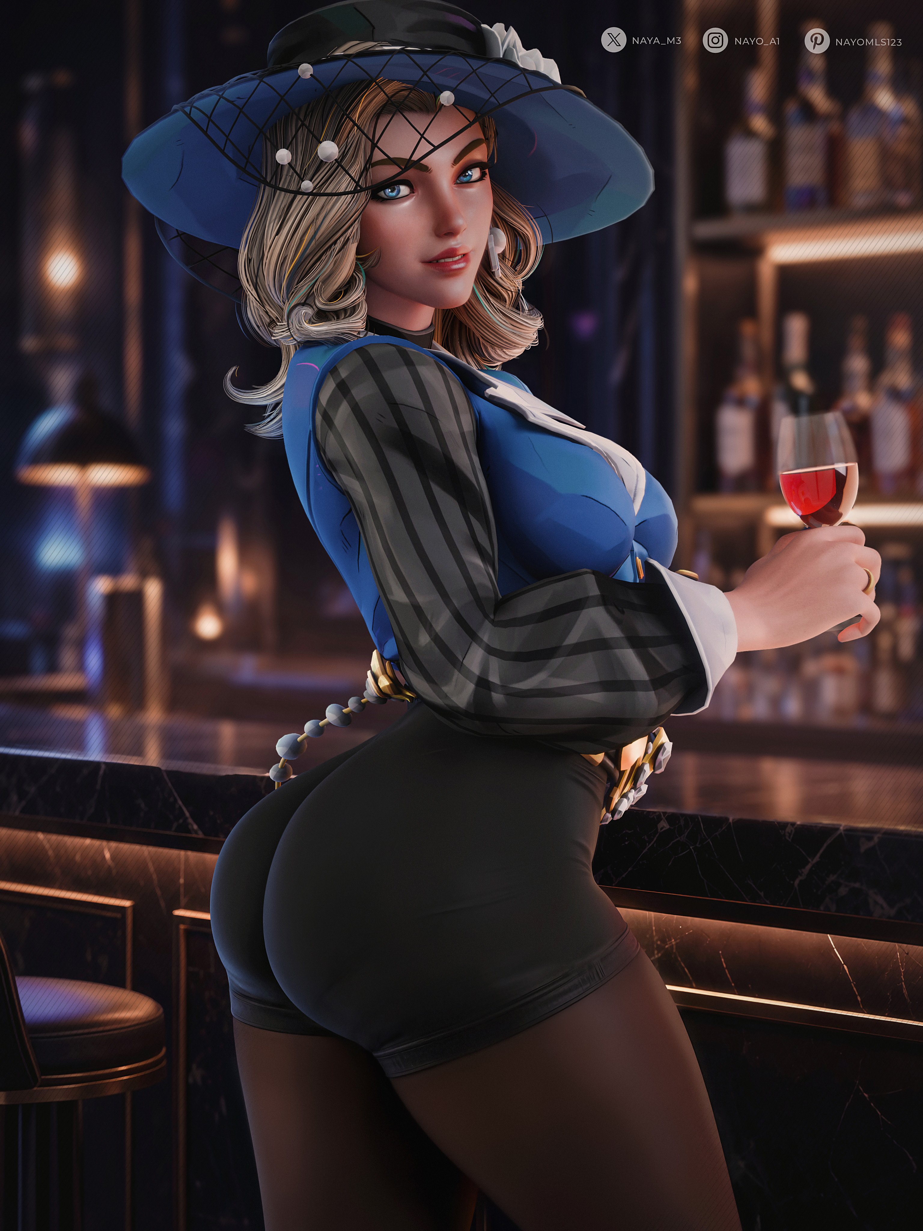 1girls, 3d, ass, big ass, blonde hair, fantastic four, female, female only, fully clothed, invisible woman, invisible woman (baxter building beauty), invisible woman (first steps), invisible woman (marvel rivals), looking at viewer, marvel, marvel rivals, milf, naya m3, solo, sue storm, thick thighs