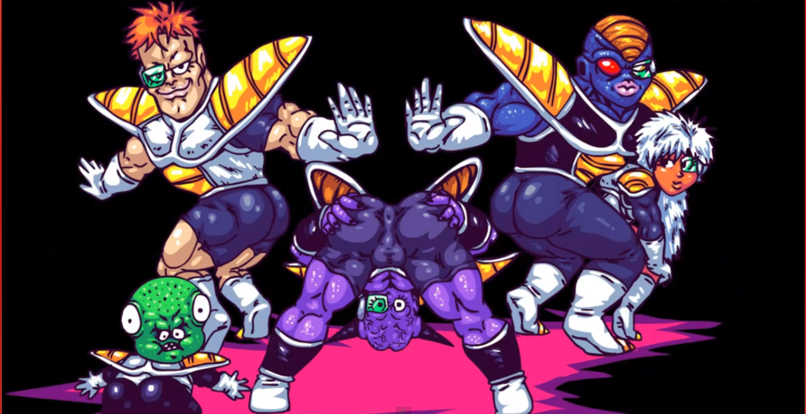 ass burter captain_ginyu dragon_ball dragon_ball_z ginyu_force gonzossm green-tinted_eyewear guldo jeice male_only newgrounds recoome scouter tinted_eyewear yaoi