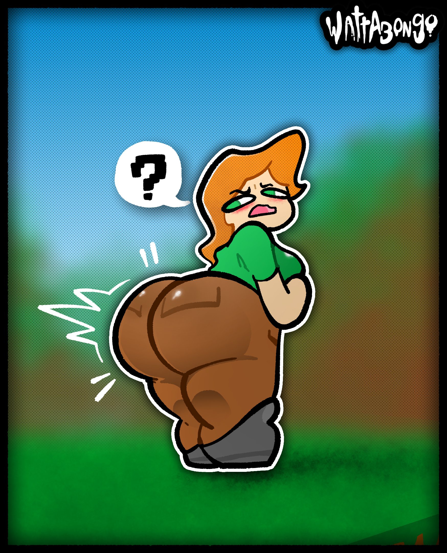 1girls, alex (minecraft), anus, ass, breasts, female, minecraft, orange hair, pussy, wattabongo