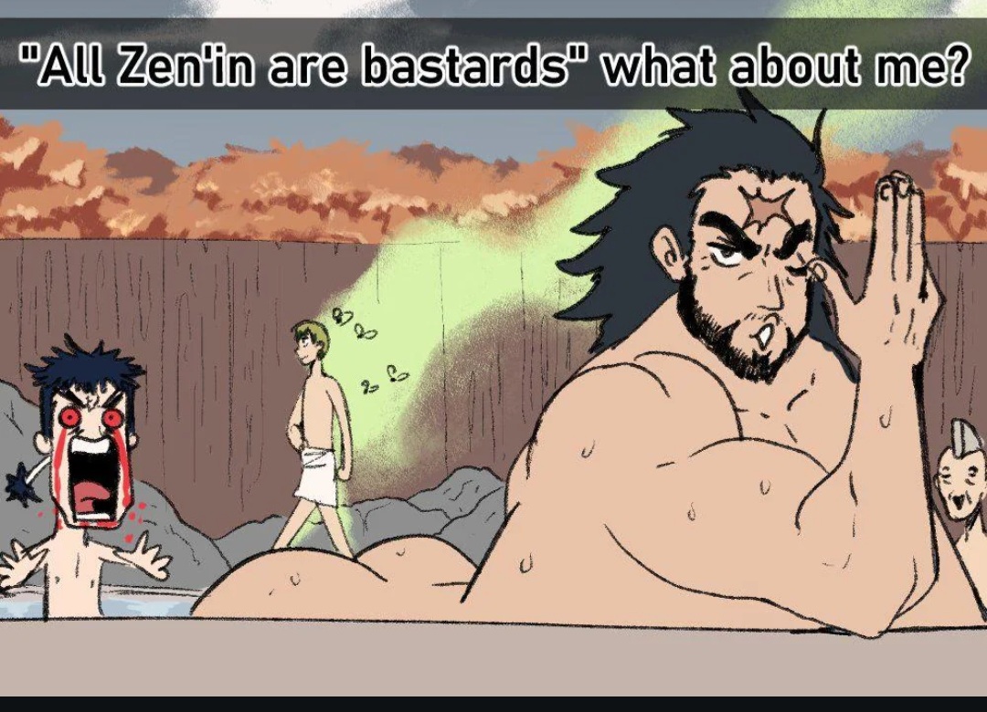 4boys, ass focus, bleeding eyes, erotic, green aura, jujutsu kaisen, lanky, male focus, male only, meme, muscular male, shitpost, slander, wanderjegson, we all float, yaoi with male audience, zenin chojuro, zenin jinichi, zenin naoya, zenin ranta