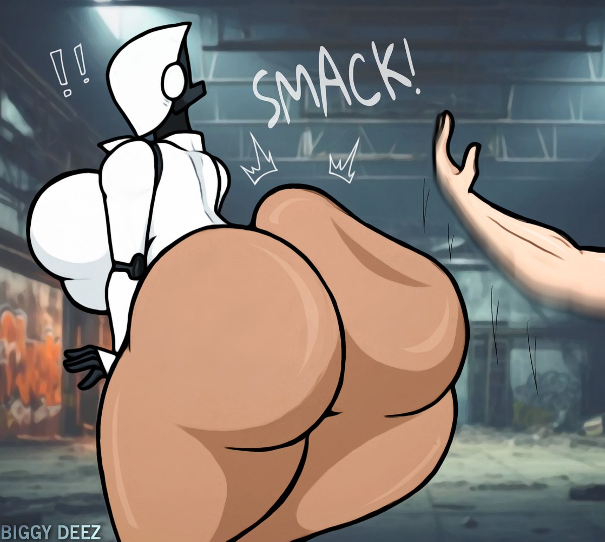 ass, big ass, big breasts, biggy deez, haydee, haydee (game), robot, spanking