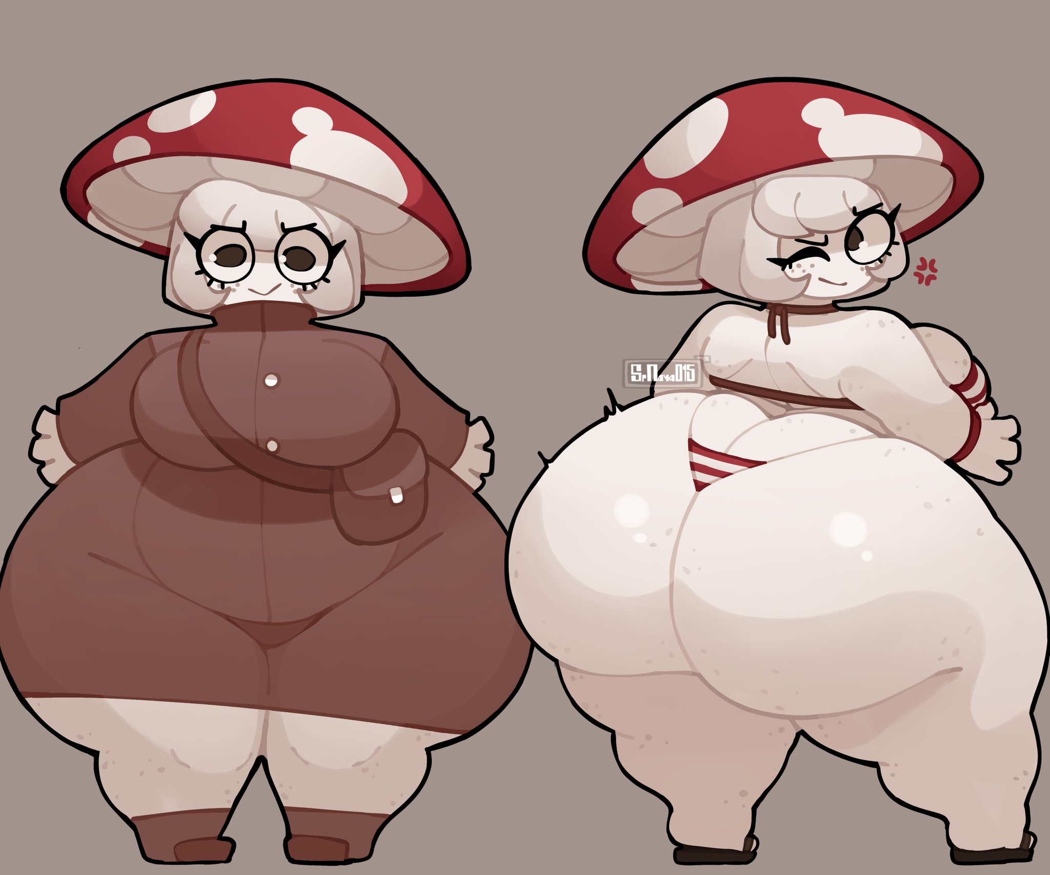 1girls, 4 fingers, anthro, anthrofied, ass, ass bigger than head, ass focus, big ass, big breasts, big thighs, bikini, bikini top, breasts, chubby, chubby female, closed eye, clothed, clothing, curvaceous, curvy, curvy female, curvy figure, eye closed, fat ass, female, female anthro, female focus, female only, huge ass, huge breasts, huge thighs, looking at viewer, looking back, muscaria (srnava), mushroom, mushroom girl, mushroom humanoid, oc, original, original character, repost, smile, smiling, solo female, srnava, tagme, thick thighs, thighhighs, thighs, trenchcoat, voluptuous, voluptuous female