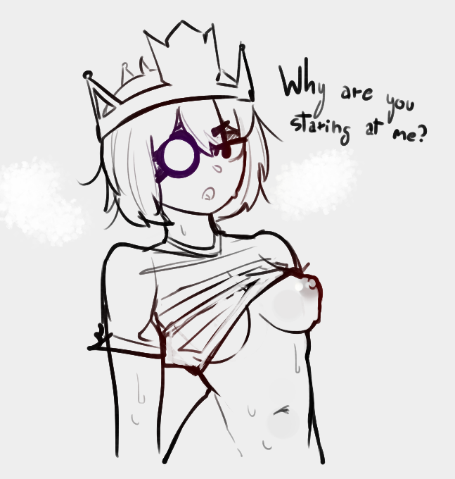1girls, areolae, breasts, decaying winter, dialogue, english text, nipples, one breast out, probablyavv, roblox, roblox game, robloxian, shirt, sledge queen, source request, stomach, sweat, sweating, text, underboob