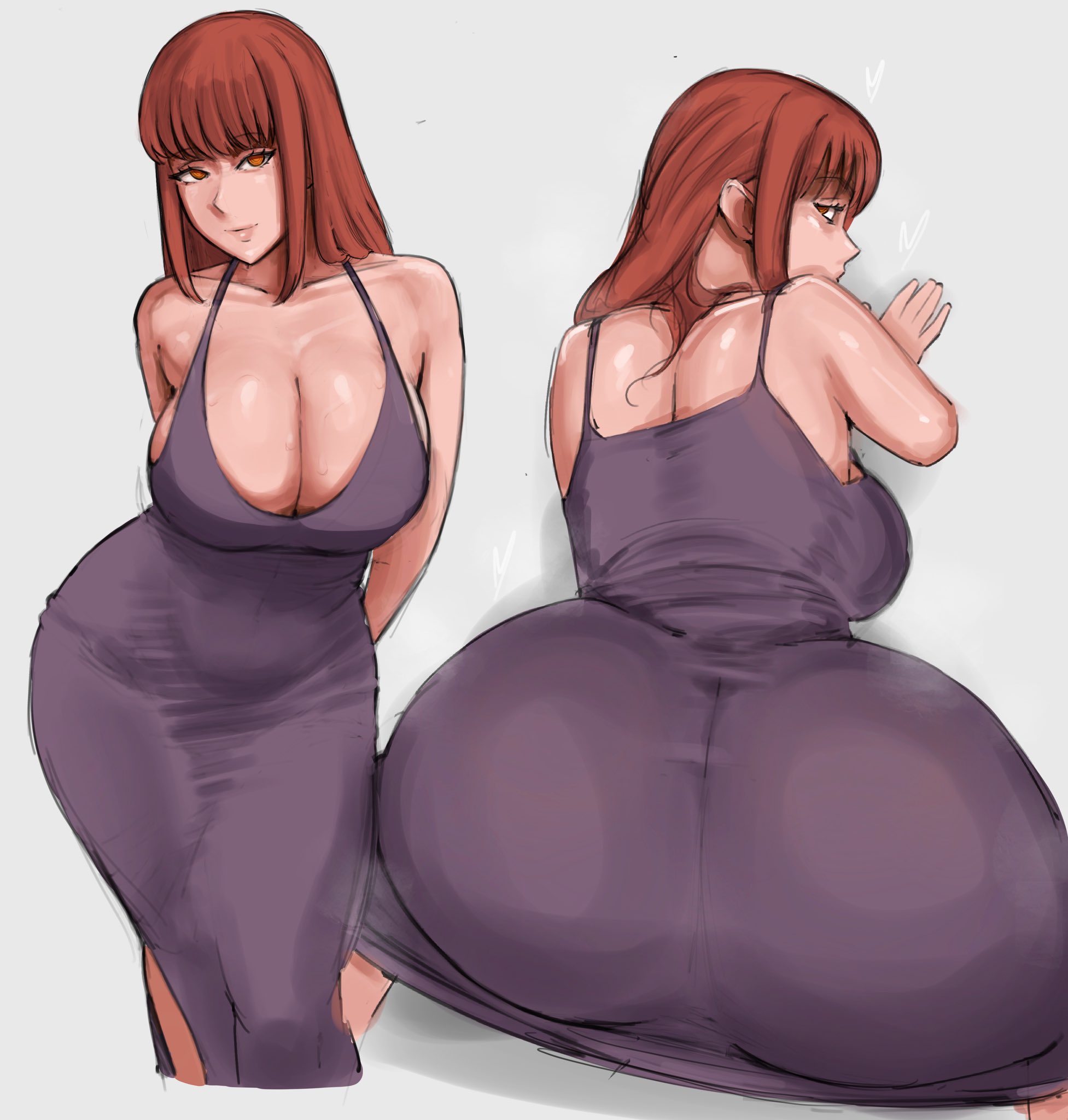 1girls, 2d, ass, big ass, big breasts, big butt, big thighs, breasts, busty, chainsaw man, cleavage, clothed, clothed female, curvaceous, curvaceous female, curvy, curvy female, dress, fat ass, female, female only, huge ass, huge breasts, huge butt, huge thighs, makima (chainsaw man), paranoiddroid, red hair, solo, solo female, tagme, thick ass, thick butt, thick hips, thick legs, thick thighs, voluptuous, voluptuous female, white background, wide hips