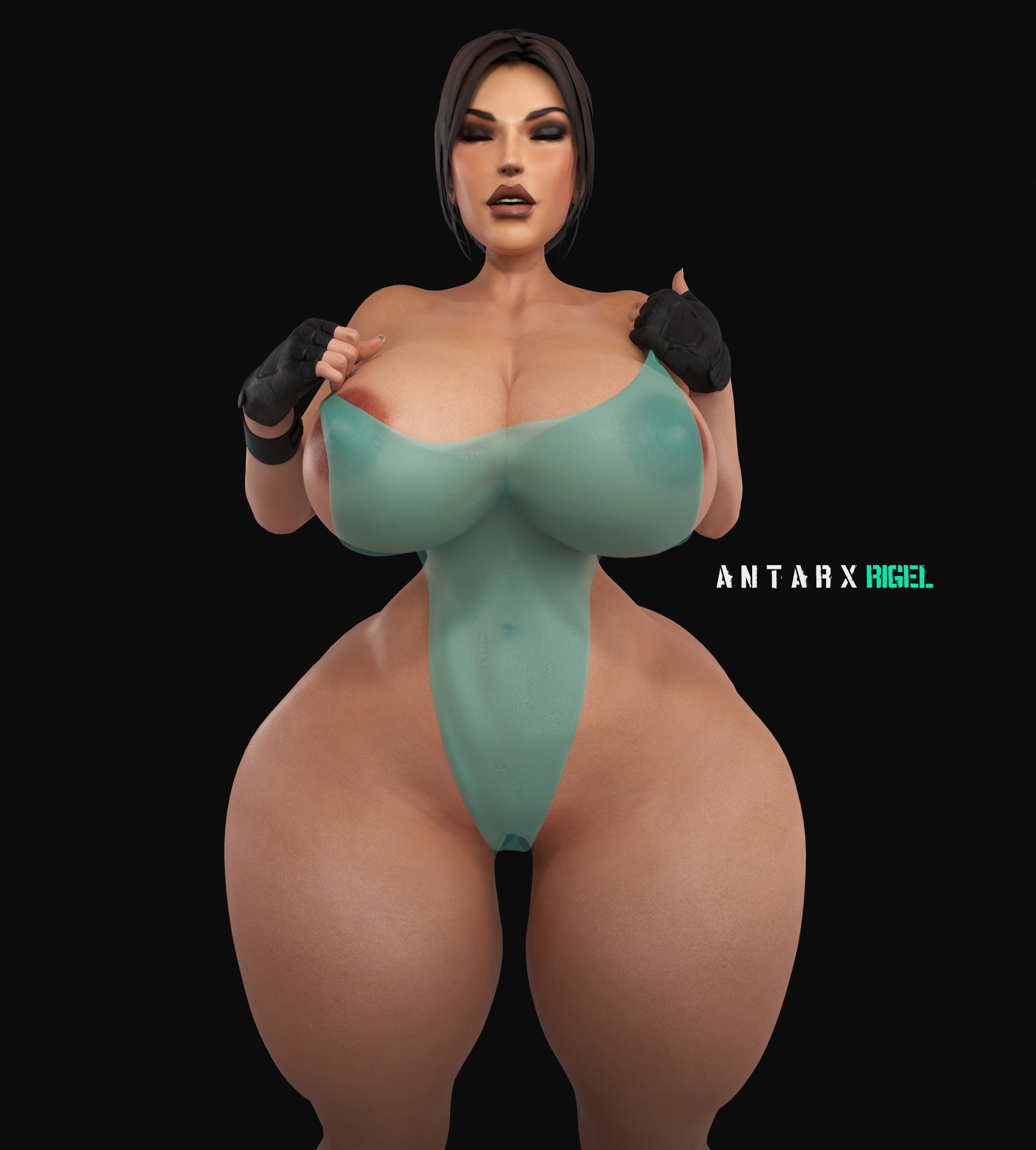 3d, antarxrigel, ass, big ass, big breasts, bimbo, braid, breasts, brown hair, busty, female, female focus, female only, hourglass figure, huge ass, lara croft, lara croft (classic), large breasts, leotard, long hair, standing, tagme, thong leotard, tomb raider, tomb raider (classic), wide hips