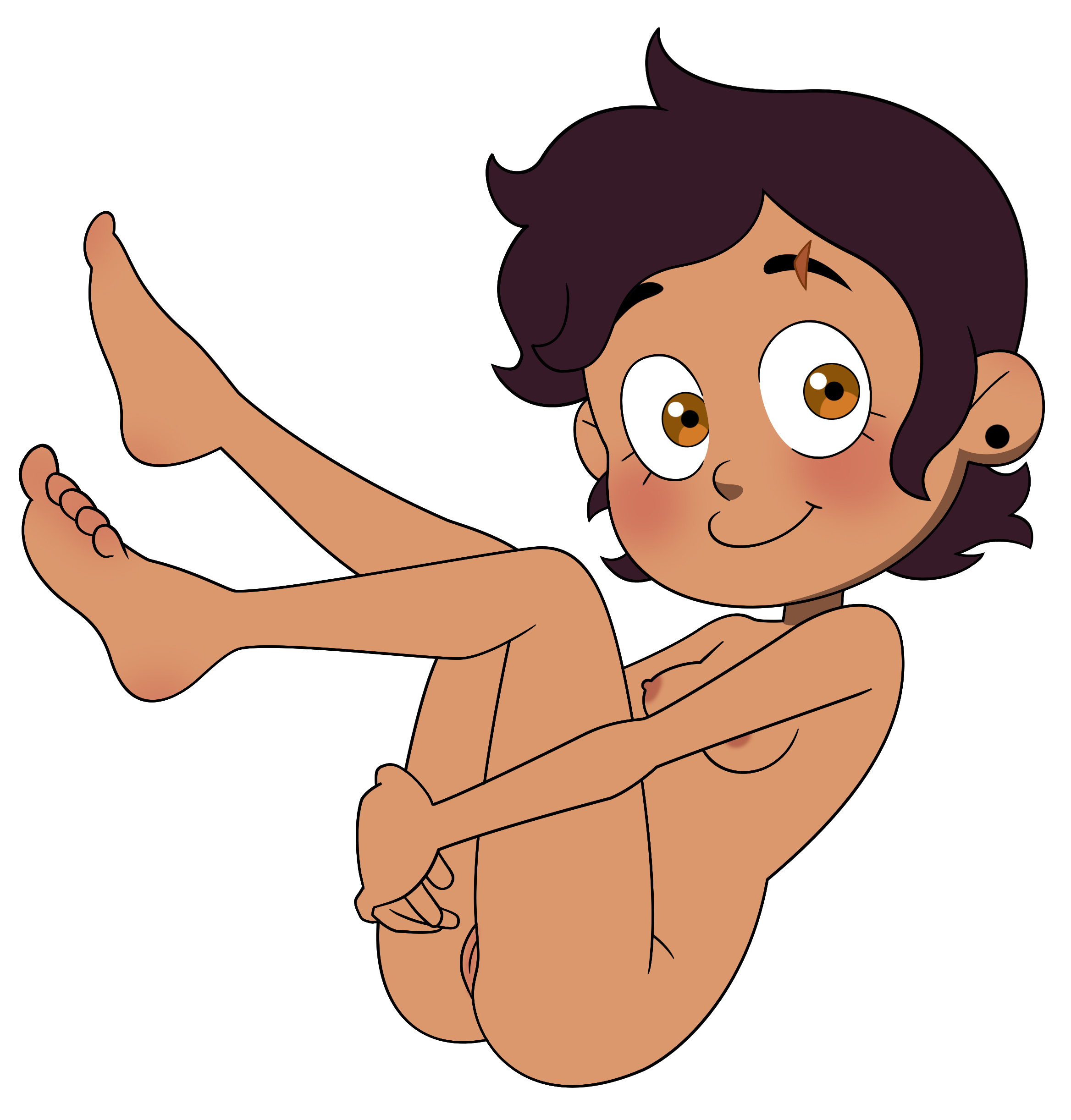 1girls, accurate art style, ass, barefoot, blush, breasts, disney, feet, female, female only, hi res, lester warmgun, looking at viewer, luz noceda, nipples, nude, pussy, solo, the owl house