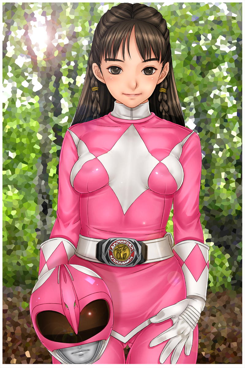 1girls 2d black_hair breasts kimberly_hart mighty_morphin_power_rangers pink_ranger power_rangers sakuradou solo super_sentai tagme