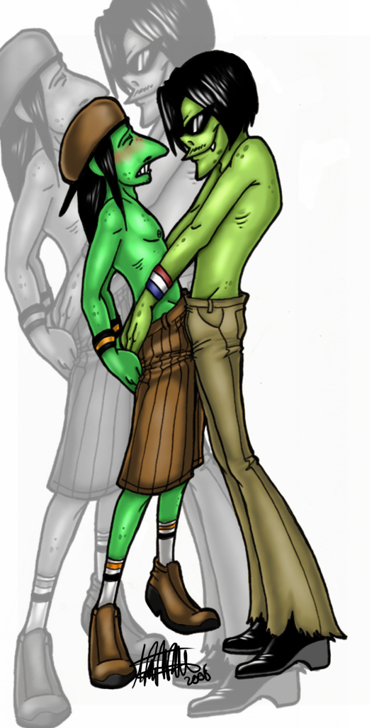 2006 2boys ace_copular artist_request cartoon_network gangreen_gang gay male male_only powerpuff_girls simple_background snake_(powerpuff_girls) tagme white_background yaoi