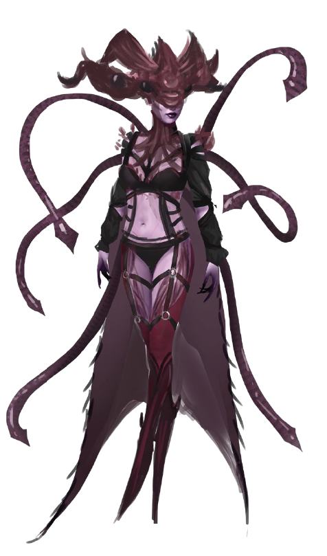 alien alien_girl clothed clothing concept_art female lipstick purple_skin serious_sam tentacle video_games witch-bride_of_achriman