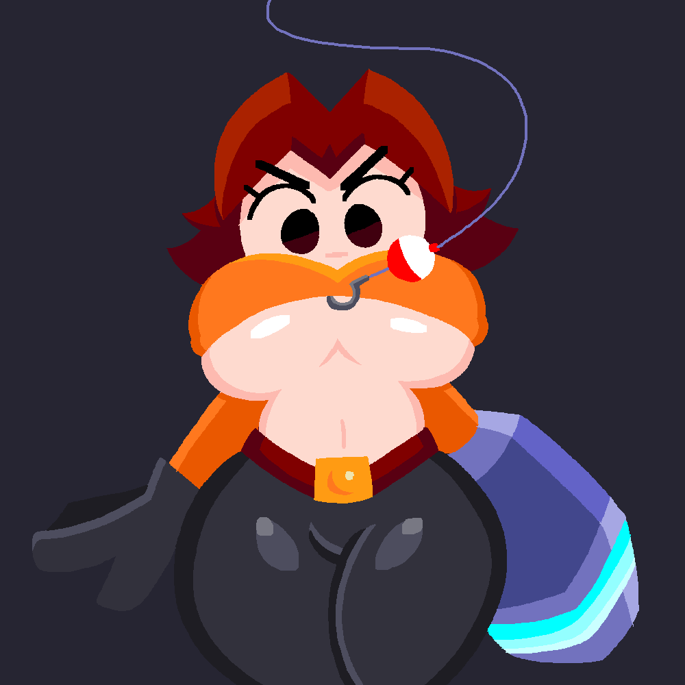 1girls big_breasts breasts female female_only fishing_hook jjoyplus mii mii_gunner mii_gunner_(smash_4) mob_face nintendo no_outlines simple_background solo super_smash_bros. tagme underboob