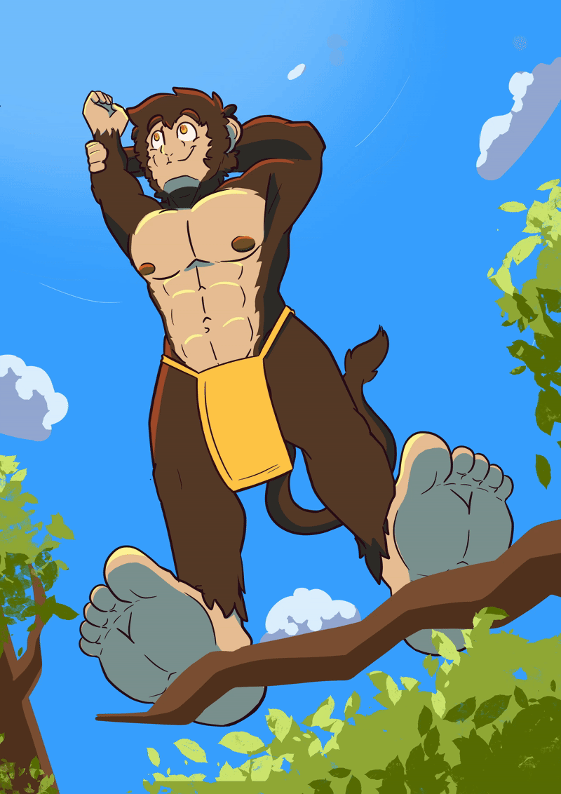 animal_humanoid animated anthro balls blinds blush clothed clothing digital_media_(artwork) feet fur genitals haplorhine humanoid humanoid_feet humanoid_genitalia humanoid_penis looking_at_viewer lucho_lunar male male/male mammal mammal_humanoid monkey monkey_humanoid nipples nude partially_clothed penis plantigrade primate primate_humanoid smile solo solo_focus tail
