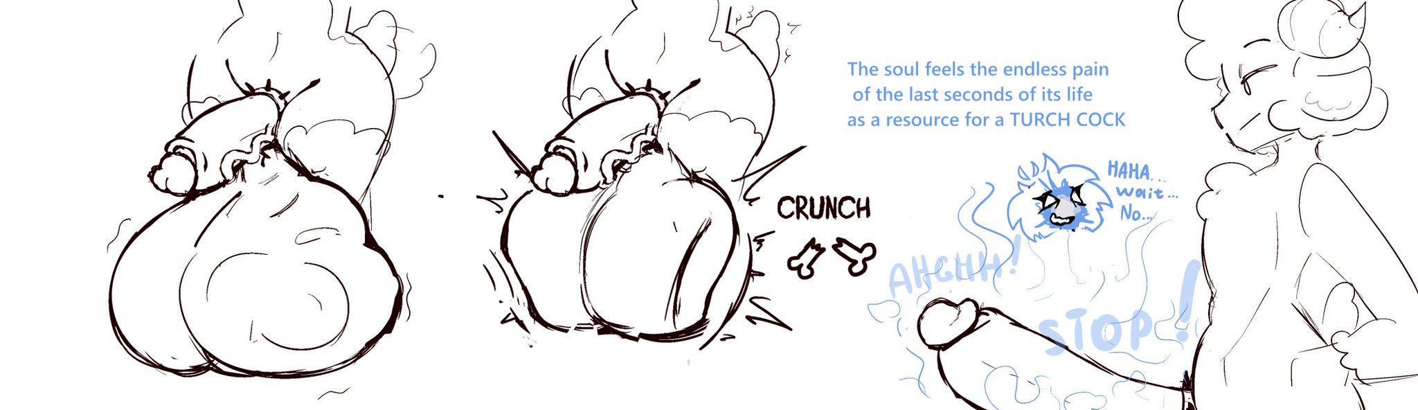 balls, balls clench, begging, big balls, big penis, black and white, bone breaking, clenched balls, cock vore, cum digestion, death, dialogue, fatal vore, male, penis, sequence, sheep boy, simple background, sketch, soul, testicles, testicles clench, turch, vore