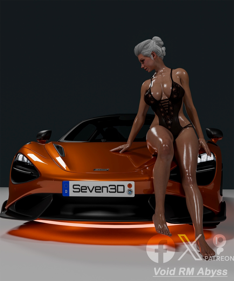 2018_mclaren_720s blender blonde_hair blue_eyes fanart ines_raya lingerie lingerie_only mclaren model modeling nsfw patreon the_first_descendant wet wet_body wet_pussy wet_skin