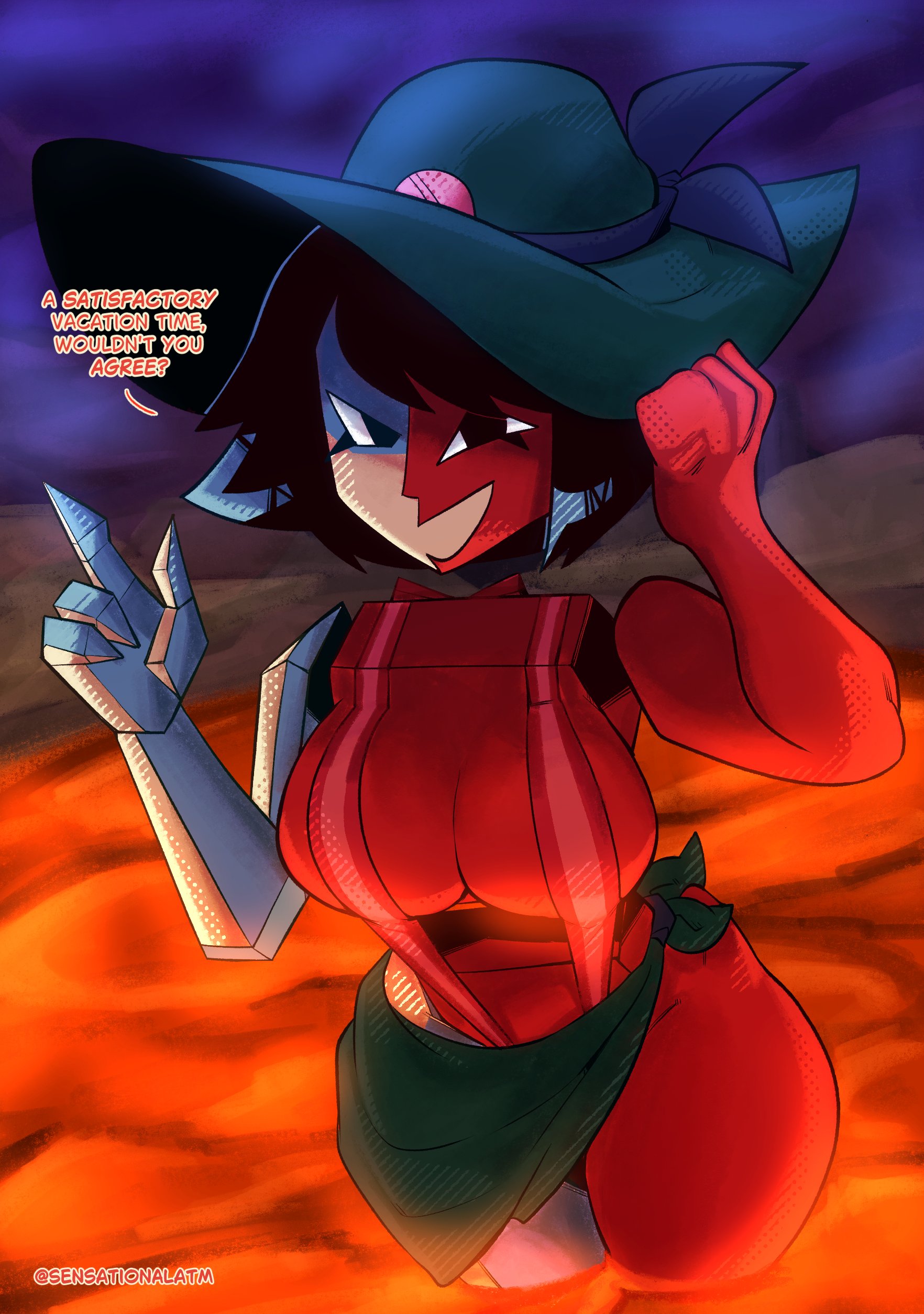 1girls, ass, big ass, big breasts, big nipples, big thighs, black hair, breasts, breasts out, dialogue, disembodied limb, dream bbq, ena, ena (dream bbq), ena (series), english text, female, female only, huge ass, huge boobs, huge breasts, huge thighs, hyper, hyper breasts, inviting, multicolored body, nipples, peruvian female, polygonal, red skin, sensationalatm, straps, straps across chest, suspenders, tagme, text, thick thighs, thighs, white skin