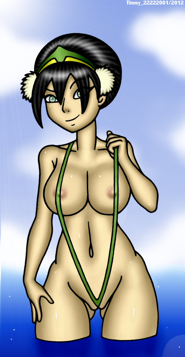 1girls areola avatar_the_last_airbender breasts busty cleavage female female_only hourglass_figure human large_breasts nipples solo straight_hair swimsuit tagme timmy22222001 toph_bei_fong voluptuous water