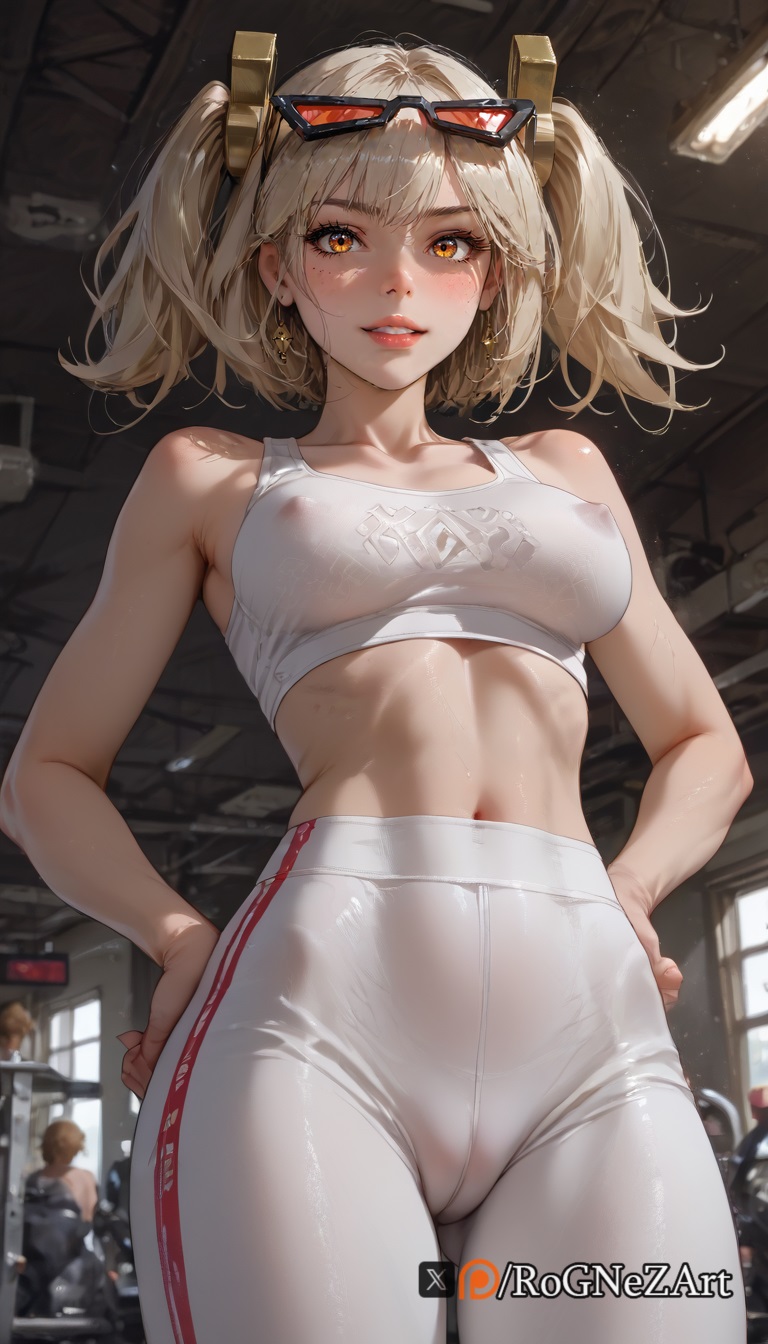 1girls, ai generated, ass, barefoot, big, black, blonde hair, breasts, burnice white, dress, female, female only, hair, panties, rognezart, shoulders, solo, thick, thighs, twintails, zenless zone zero