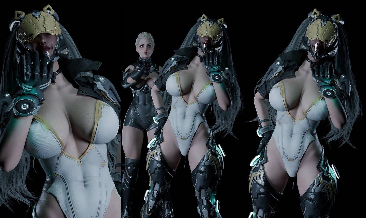 bunny_ears bunny_girl bunny_suit bunnysuit descendant feet feets helmet ines_raya jumping jumping_rabbit leotard no_pants patreon patreon_artist the_first_descendant tight_clothing ultimate_bunny