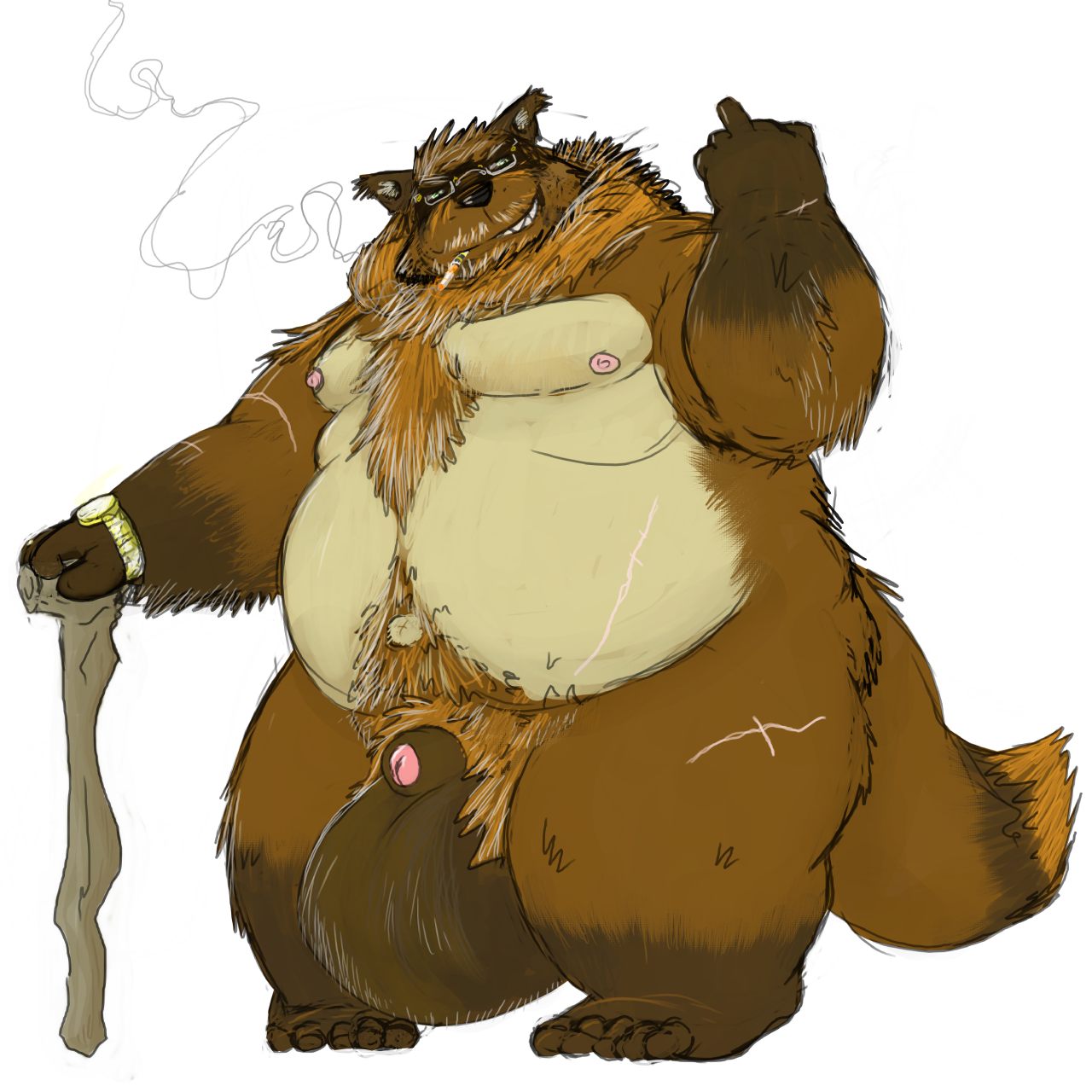 balls big_balls flaccid hyper hyper_balls male male_only nude overweight penis sheath solo swampstomper tanuki tobacco