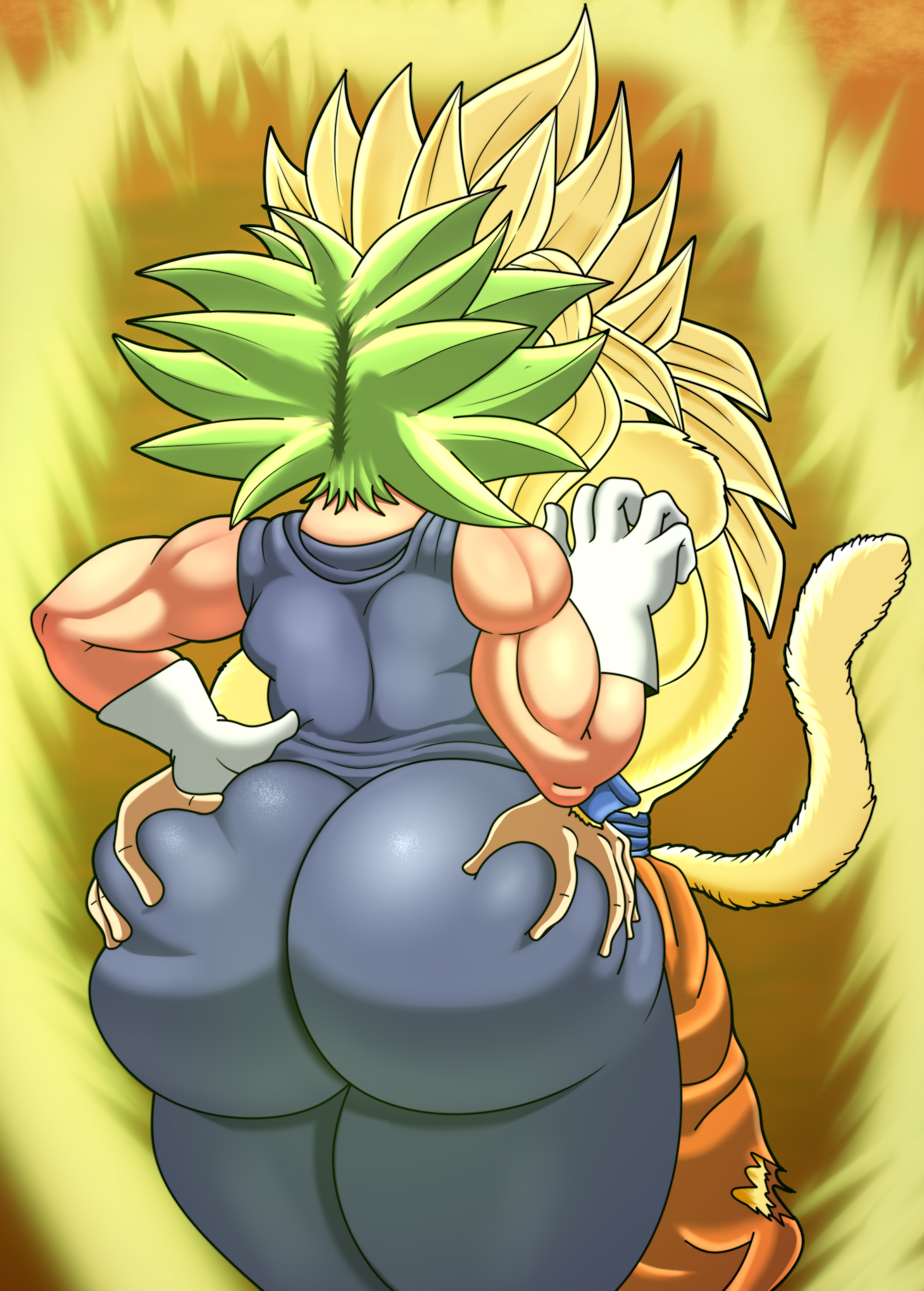 ass, big ass, dragon ball, dragon ball super, dragon ball z, female, grabbing ass, hetero, huge ass, kefla, kefla (dragon ball), son goku, surprised, tagme, vegeta (cosplay), xequiel