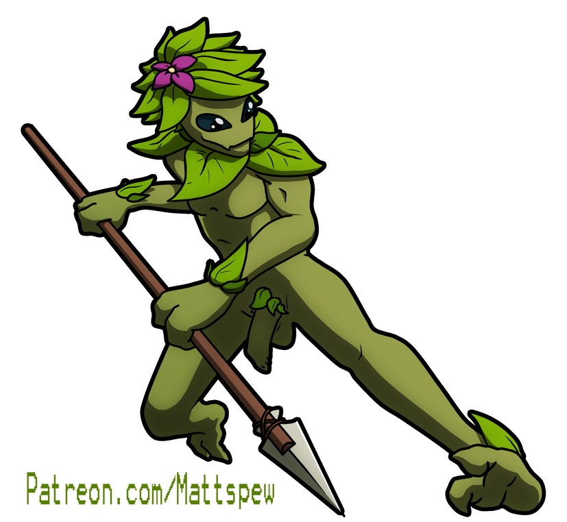 alien alien_boy attack casual_nudity flaccid flaccid_penis floran flower_on_head kick male mattspew naked penis plant plant_boy plant_humanoid spear starbound tagme weapon
