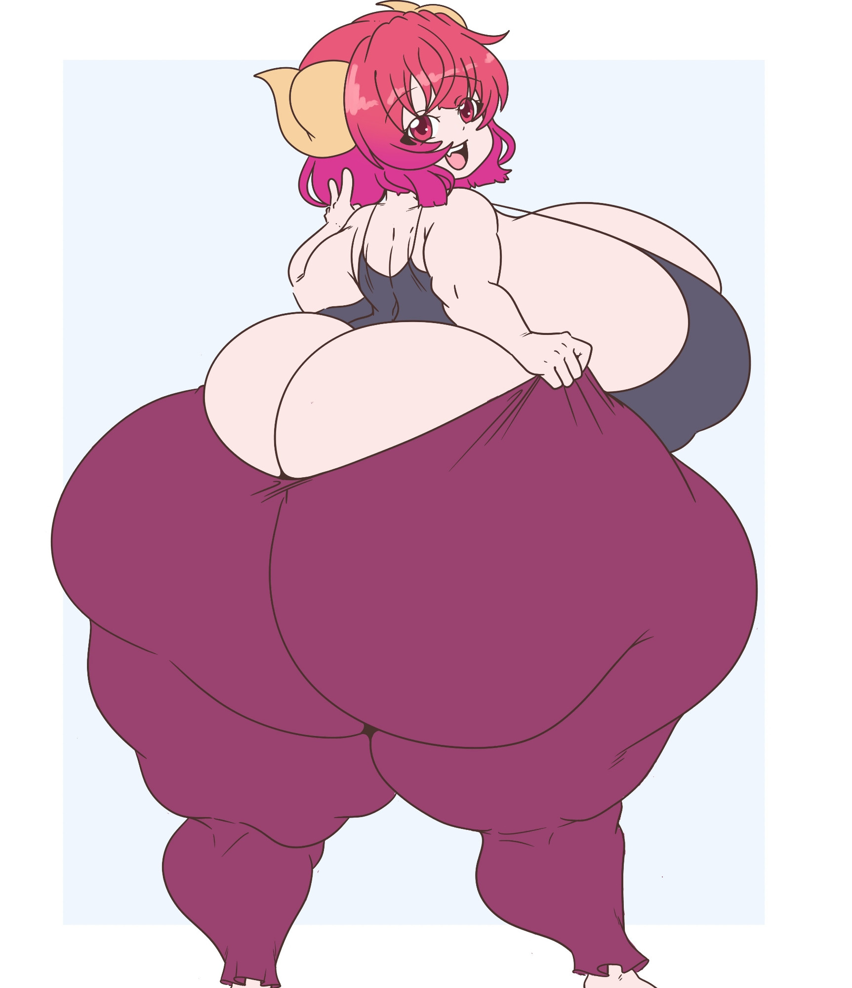 1girls, ass, ass body, ass focus, fat rolls, female, huge ass, hyper, hyper ass, ilulu (dragon maid), inakotho, looking back, miss kobayashi's dragon maid, tagme