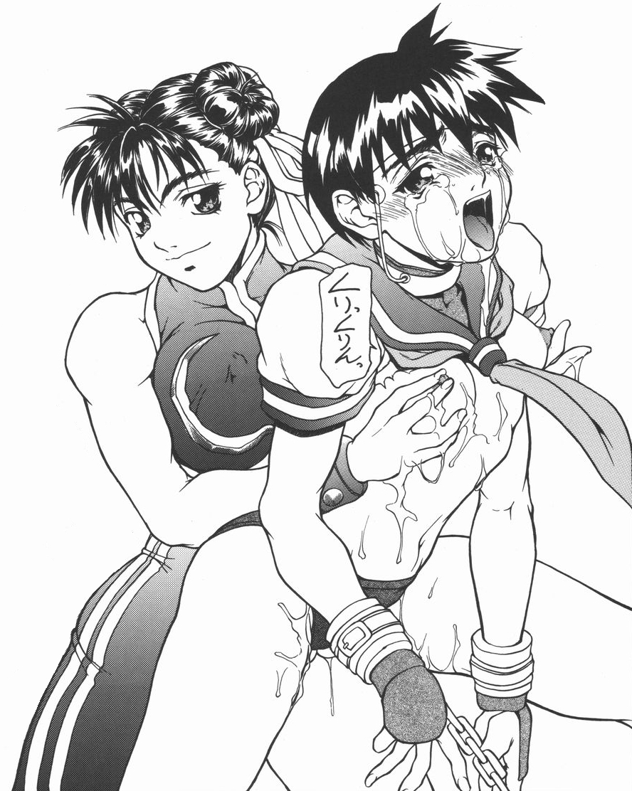 1996 2girls chun-li female female_only human matou multiple_females multiple_girls sakura_kasugano street_fighter tagme yuri