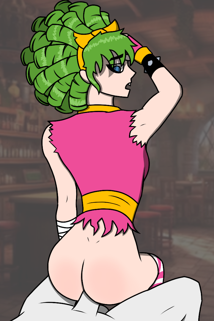 adult adult_female adult_only big_ass big_butt from_behind from_behind_position gertrude_(i_hate_fairyland) green_hair hentai high_socks socks tomboy