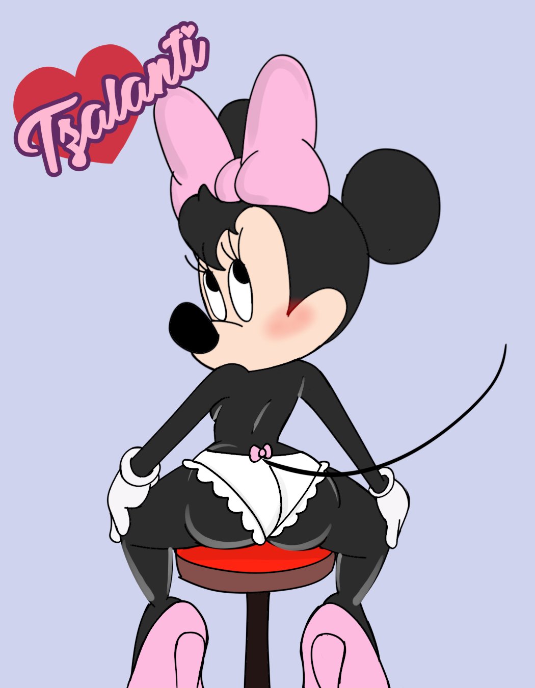 anthro ass blackmercurius_(artist) disney female furry minnie_mouse mouse partially_clothed posing sitting tzalanti_(artist) underwear