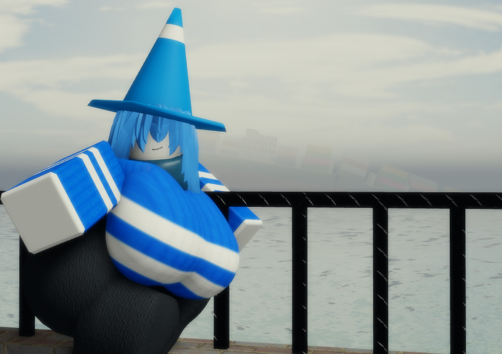 3d blue_clothing blue_hair bricks cargo_ship cone_hat dark_pants goofylookin hug_invitation inviting_hug leaning_on_railing looking_at_viewer massive_ass massive_breasts mia_(goofylookin) roblox scarf seaside self_upload sinking_ship smiling_at_viewer solo_female striped_clothing wanting_hug white_skin