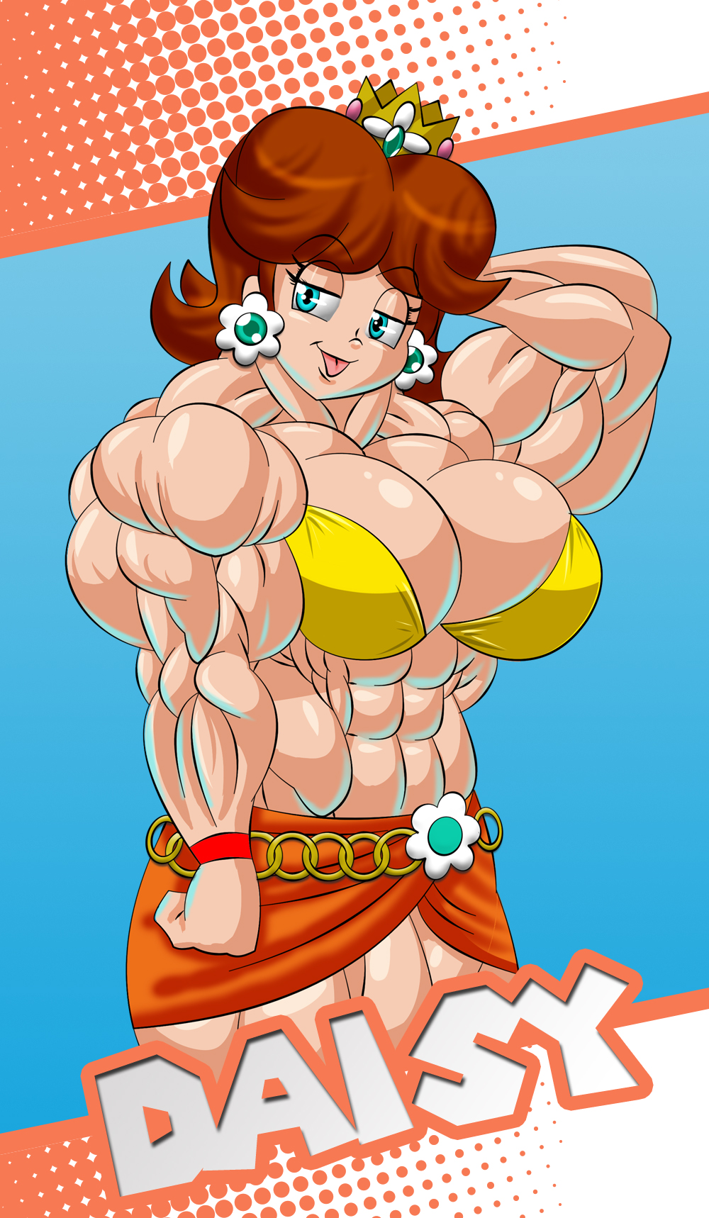 abs biceps big_breasts big_muscles breasts female huge_breasts large_breasts large_muscles muscles muscular_arms muscular_female muscular_legs muscular_thighs pecs princess_daisy siegfried129 super_mario_bros.