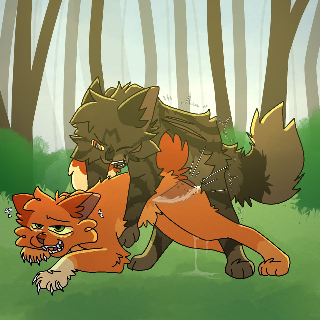 ashfur ashfur_(warriors) bramblestar_impostor_(warriors) cat_ears cats_sex cats_tail feral feral_on_feral squirrelflight_(warriors) warriors_(cats)