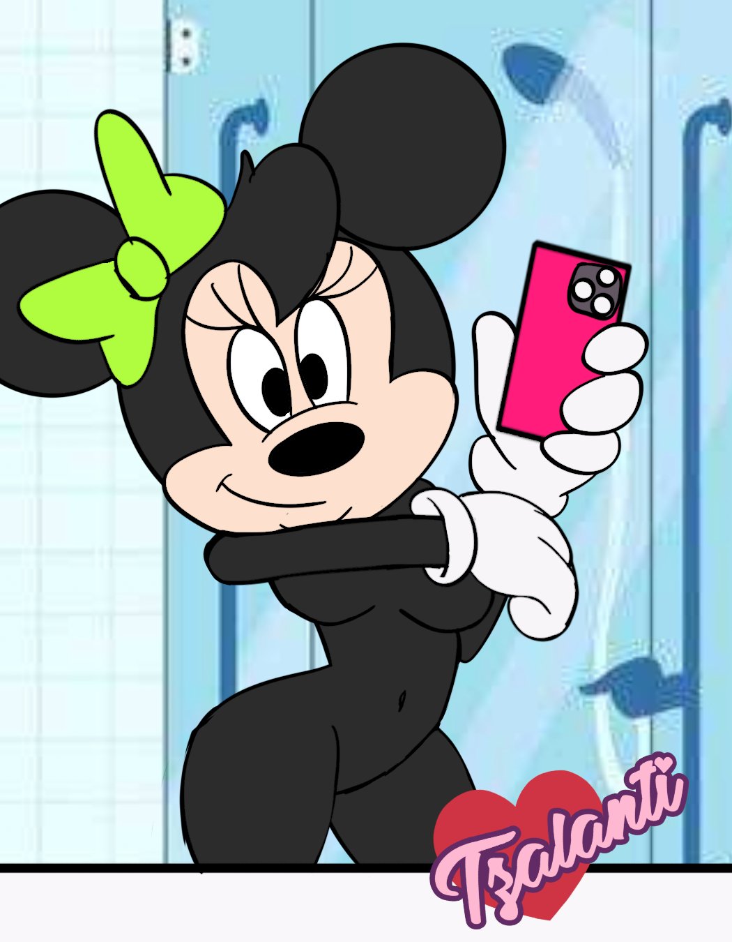 anthro blackmercurius_(artist) breasts disney female furry minnie_mouse mouse nude pussy selfie solo tzalanti_(artist)