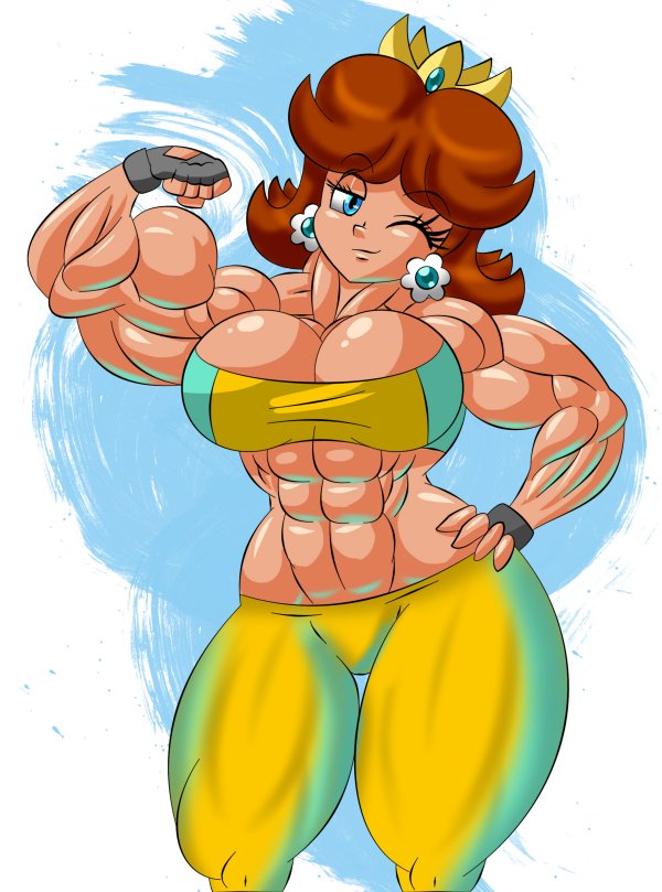 abs biceps big_breasts big_muscles breasts female huge_breasts large_breasts large_muscles muscles muscular_arms muscular_female muscular_legs muscular_thighs pecs princess_daisy siegfried129 super_mario_bros.