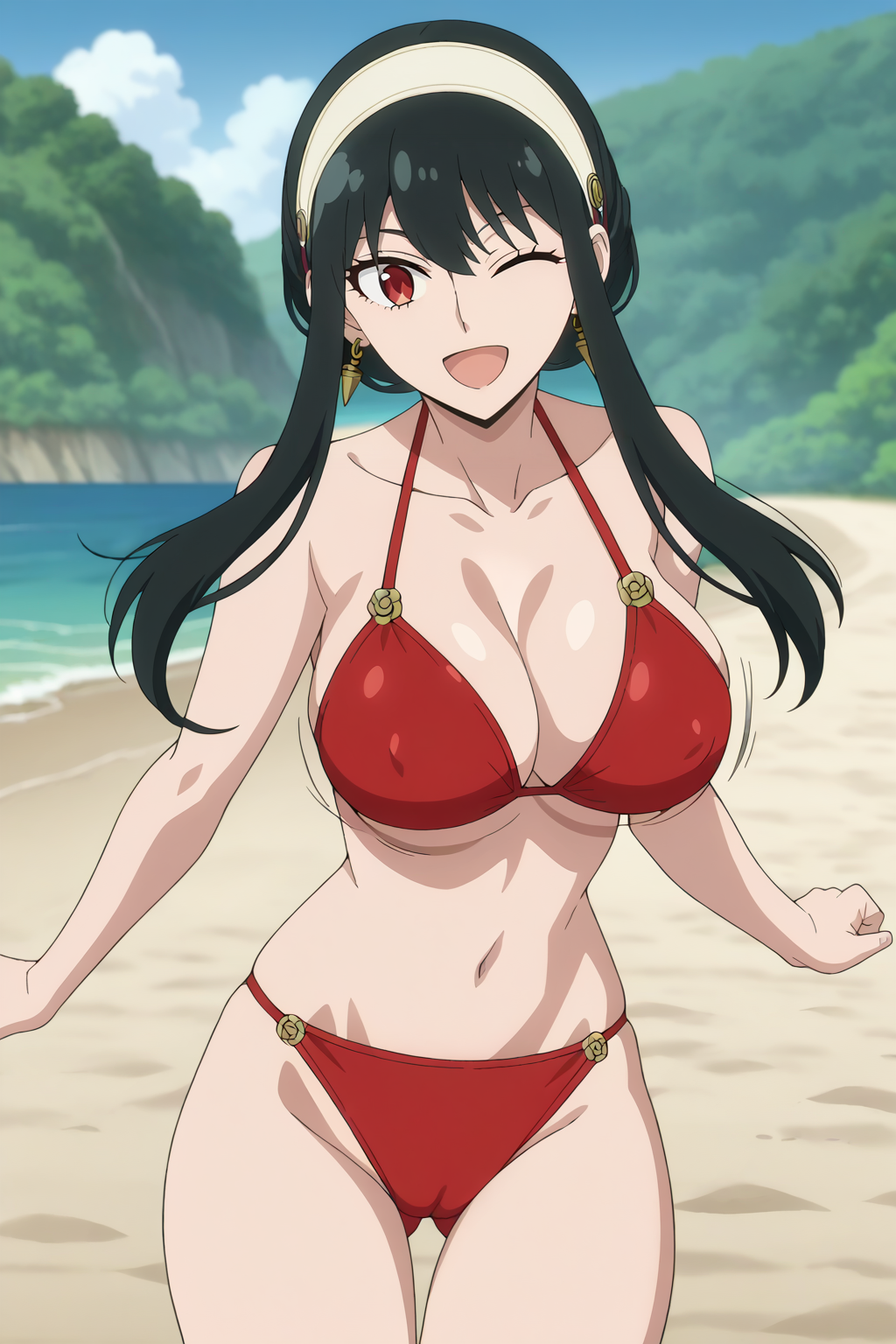 1girls ai_generated aindroidparanoid beach big_breasts bikini black_hair bouncing_breasts breasts busty cameltoe cleavage covered_nipples curvy female female_only huge_ass huge_breasts huge_butt human large_ass large_breasts long_hair nipples ocean outdoors red_eyes running solo spy_x_family stable_diffusion straight_hair swimsuit voluptuous yor_briar yor_forger