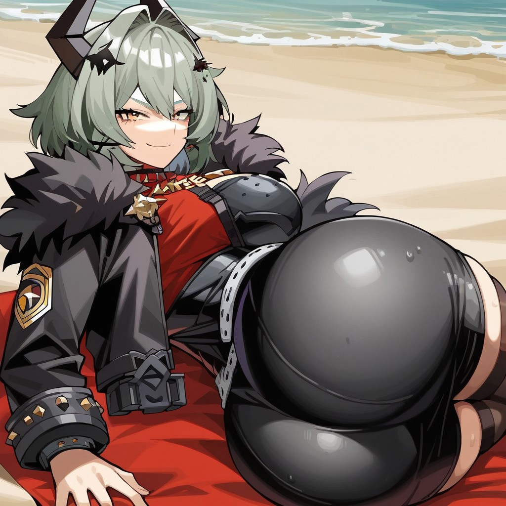 ai generated, ass, caesar king, female, laying on side, massive ass, zenless zone zero