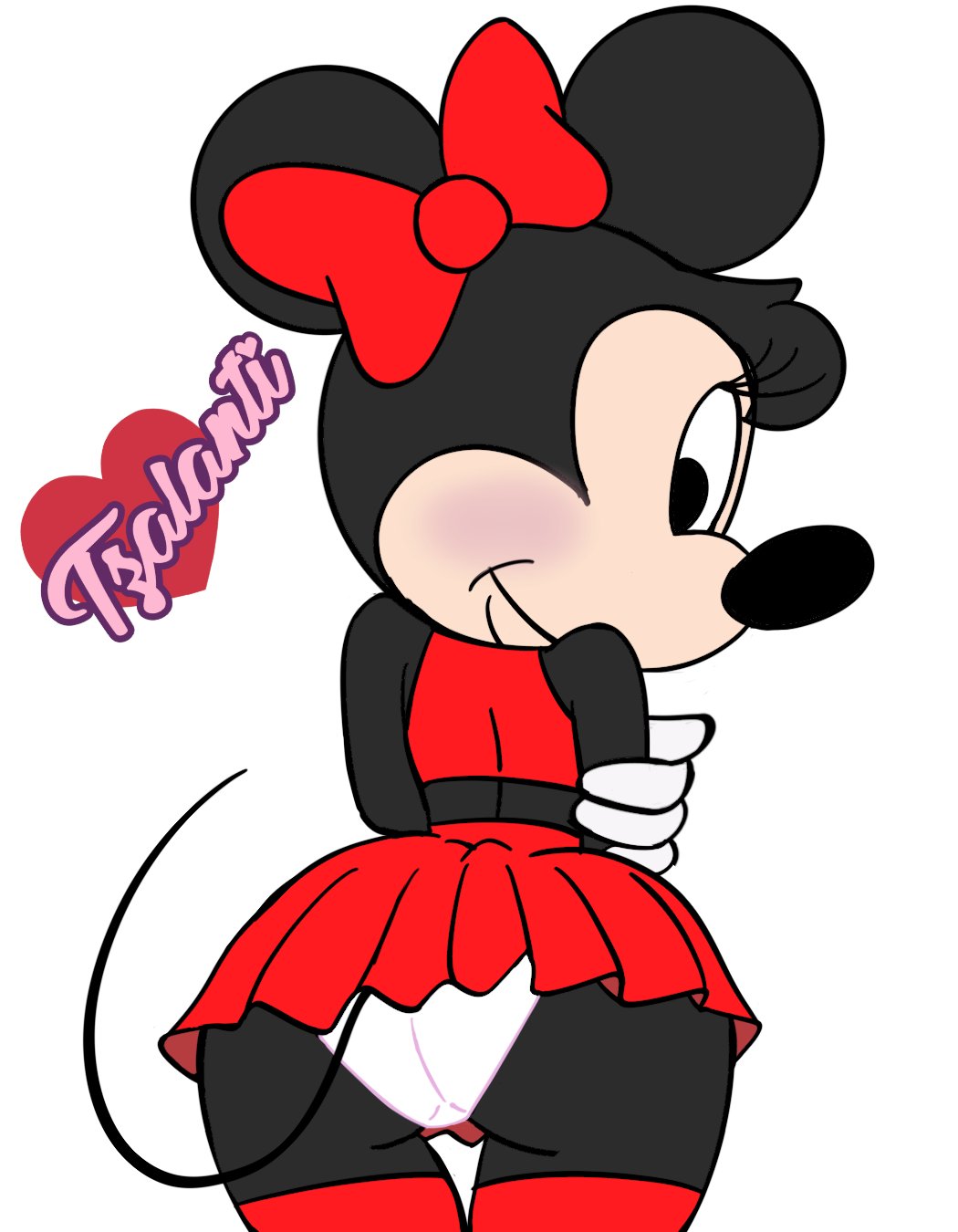 anthro ass blackmercurius_(artist) costume disney female furry minnie_mouse pinup solo standing tzalanti_(artist) underwear